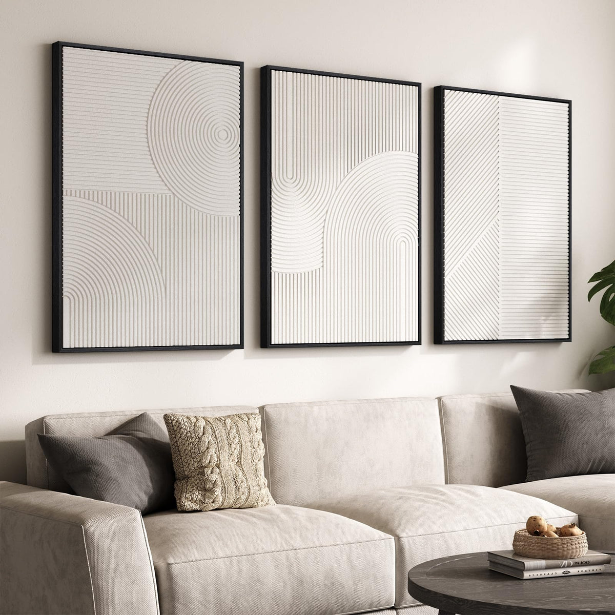 Large Framed Blue Abstract Wall Art for Living Room, Modern 3D Artwork