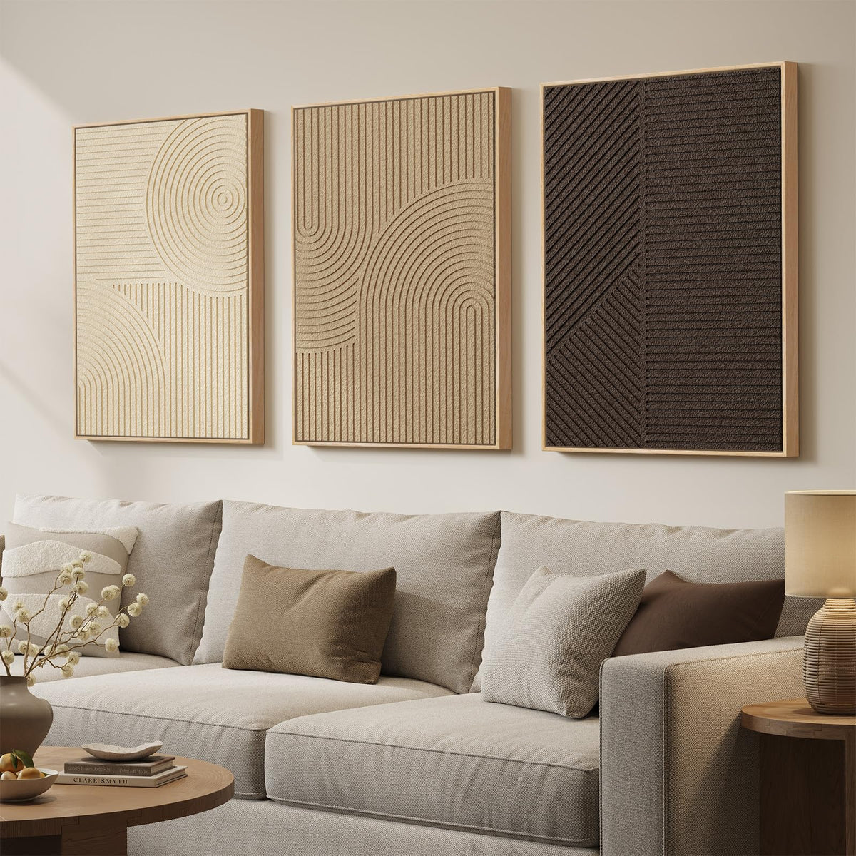 Large Framed Blue Abstract Wall Art for Living Room, Modern 3D Artwork