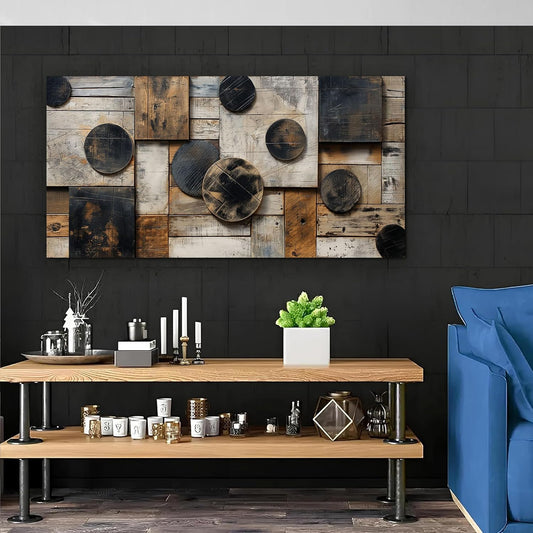 SSNEEKNDG Abstract Wall Art Geometric Black and Brown Canvas Art 20"x40"