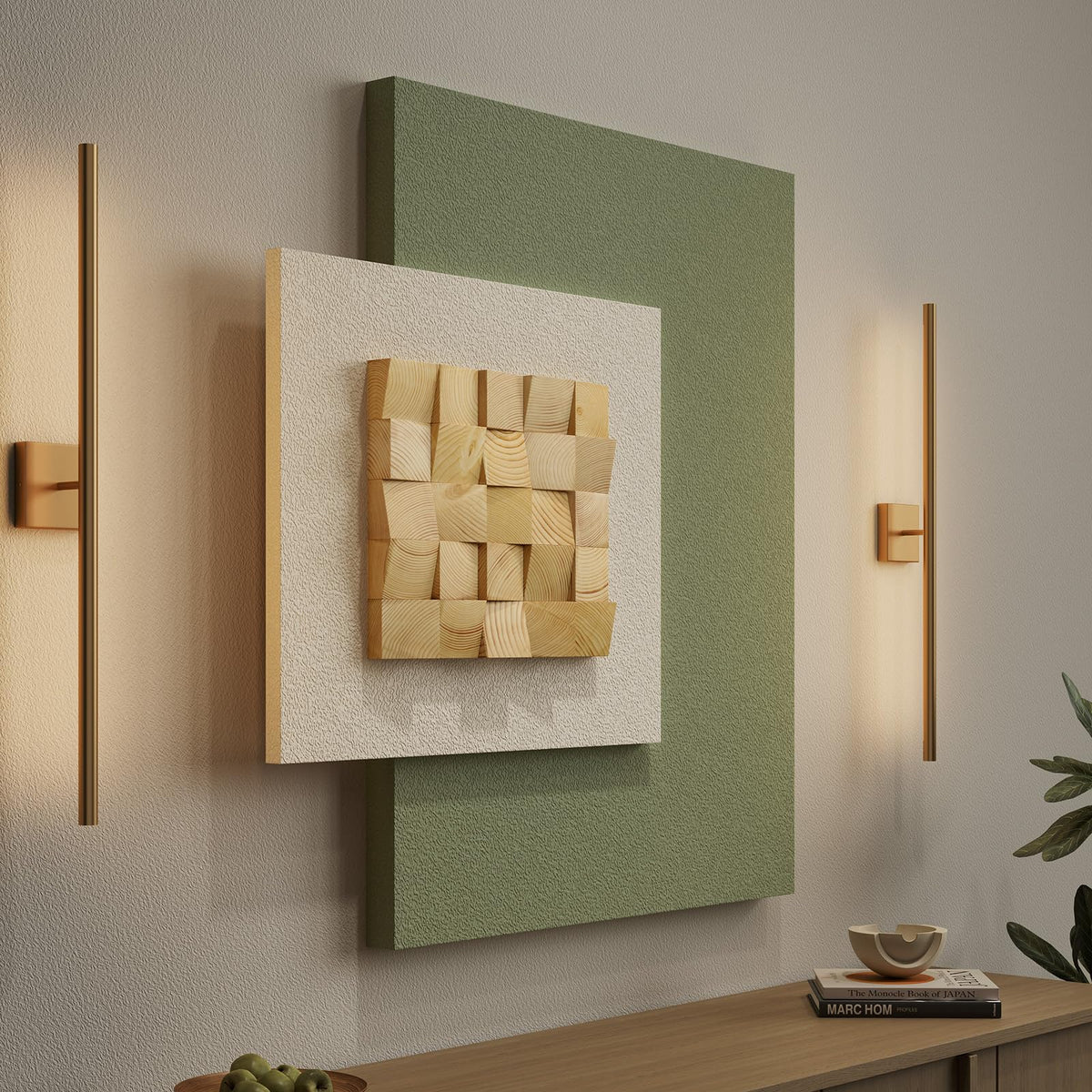 Large Wood Abstract Wall Art for Living Room, Modern 3D Artwork for Walls