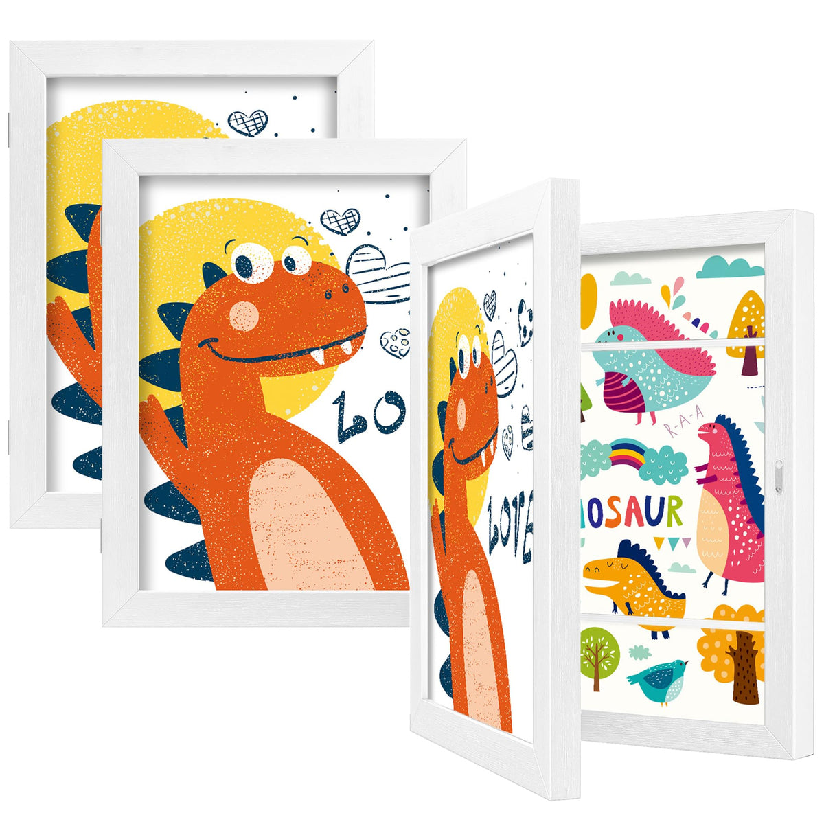 BAIJIALI Black Art Frames for Kids Artwork - Front Opening Holds 150 Drawings, 3D Crafts - 2 Packs 8.5x11 with mat or 9x12 without Mat