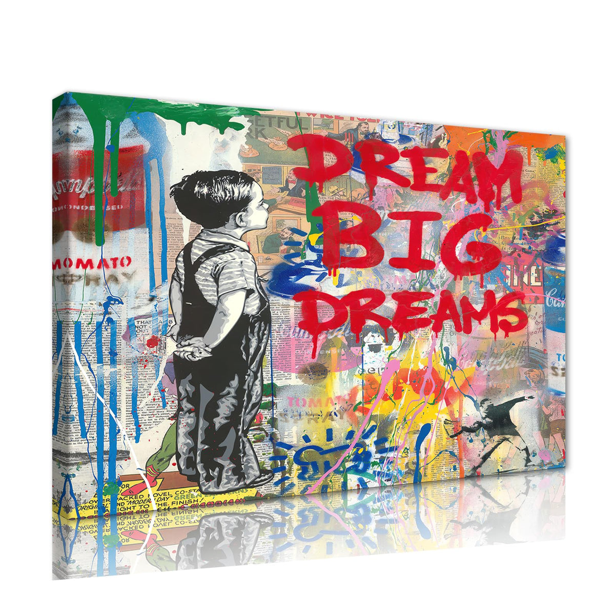 Banksy Wall Art Graffiti Street Giclee Canvas Paintings Poster and Prints Kid Wall Pictures girl Figure Street Picture Artwork Modern Framed Art for Home Wall Decor 24”Wx36”H