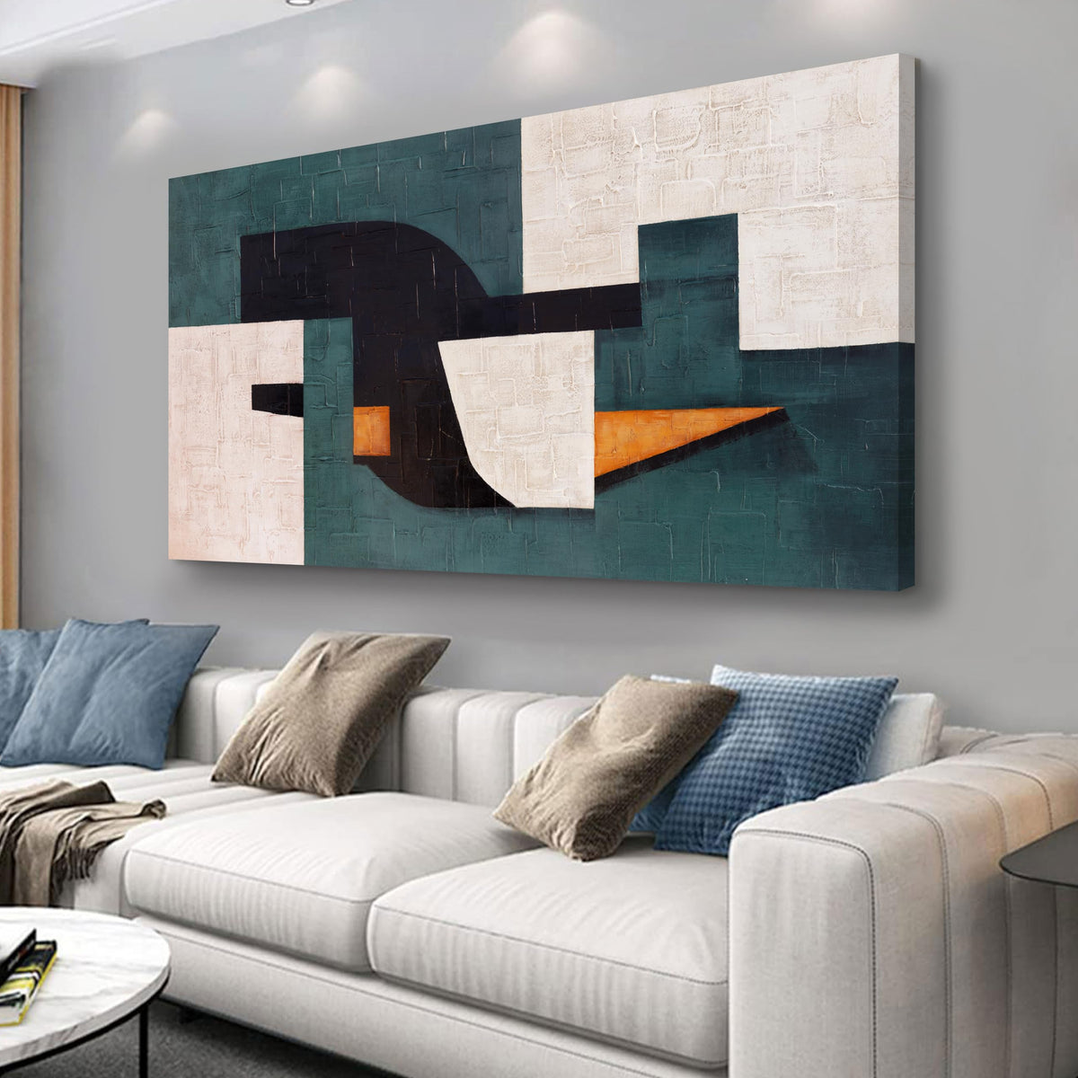 Abstract Wall Art Wall Decor Abstract Tree Painting Wall Decor Modern Retro Home Decor Blue Canvas Painting Framed Artwork for Living Room Bedroom Office 20" x 40"