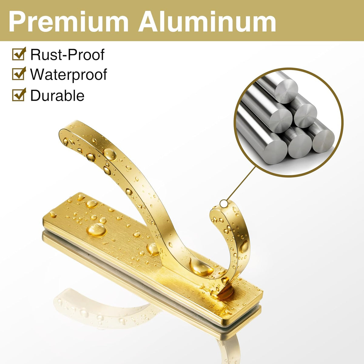pickpiff Adhesive Wall Hooks for Coat/Towel, Hold 13LB, Gold 4 Pack