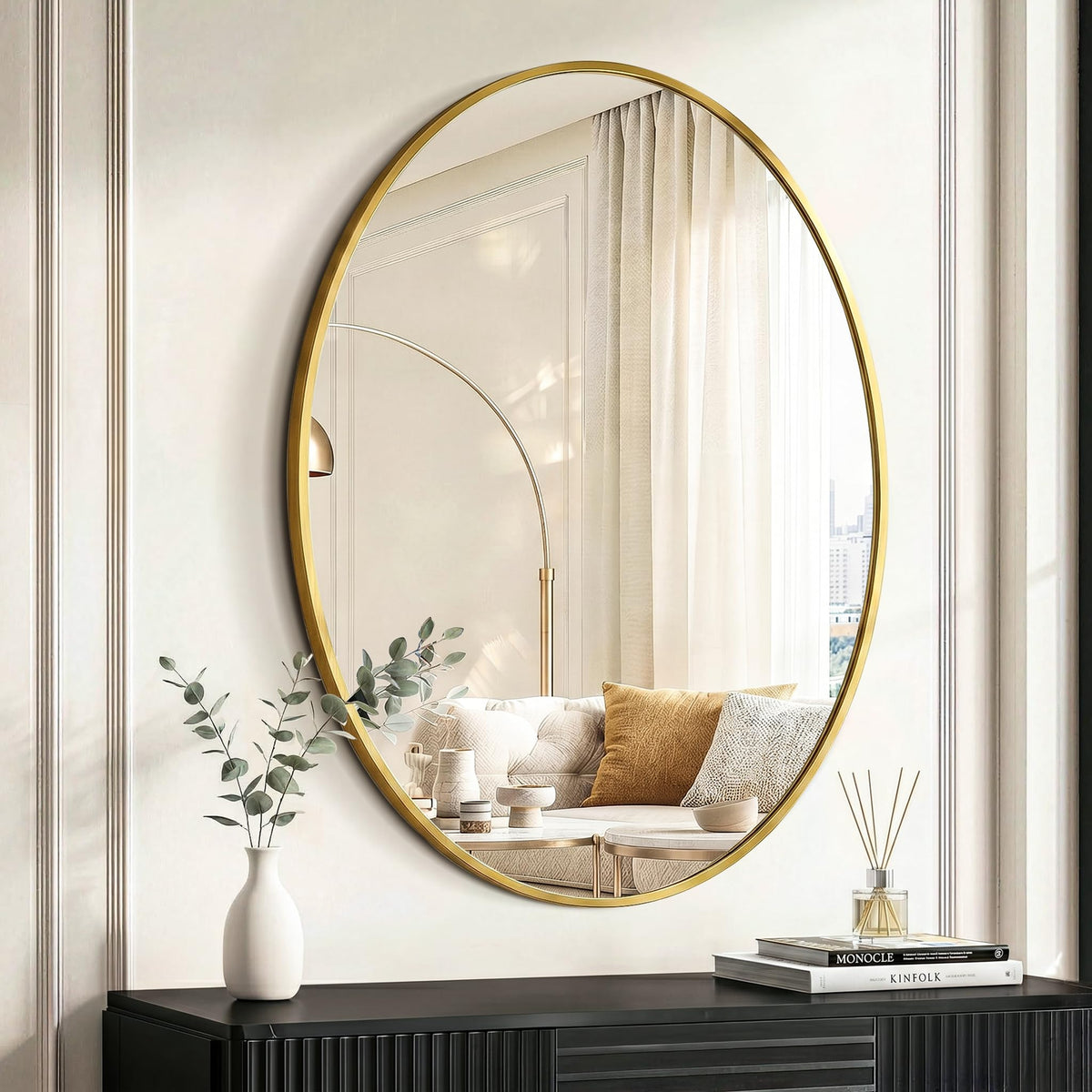 Black Oval Bathroom Mirror for Over Sink, 2 Pack 24"x36" Wall Mirror