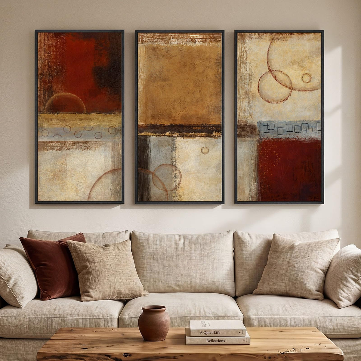 Large Framed Abstract Nature Landscape Wall Art for Living Room, 24x36 In
