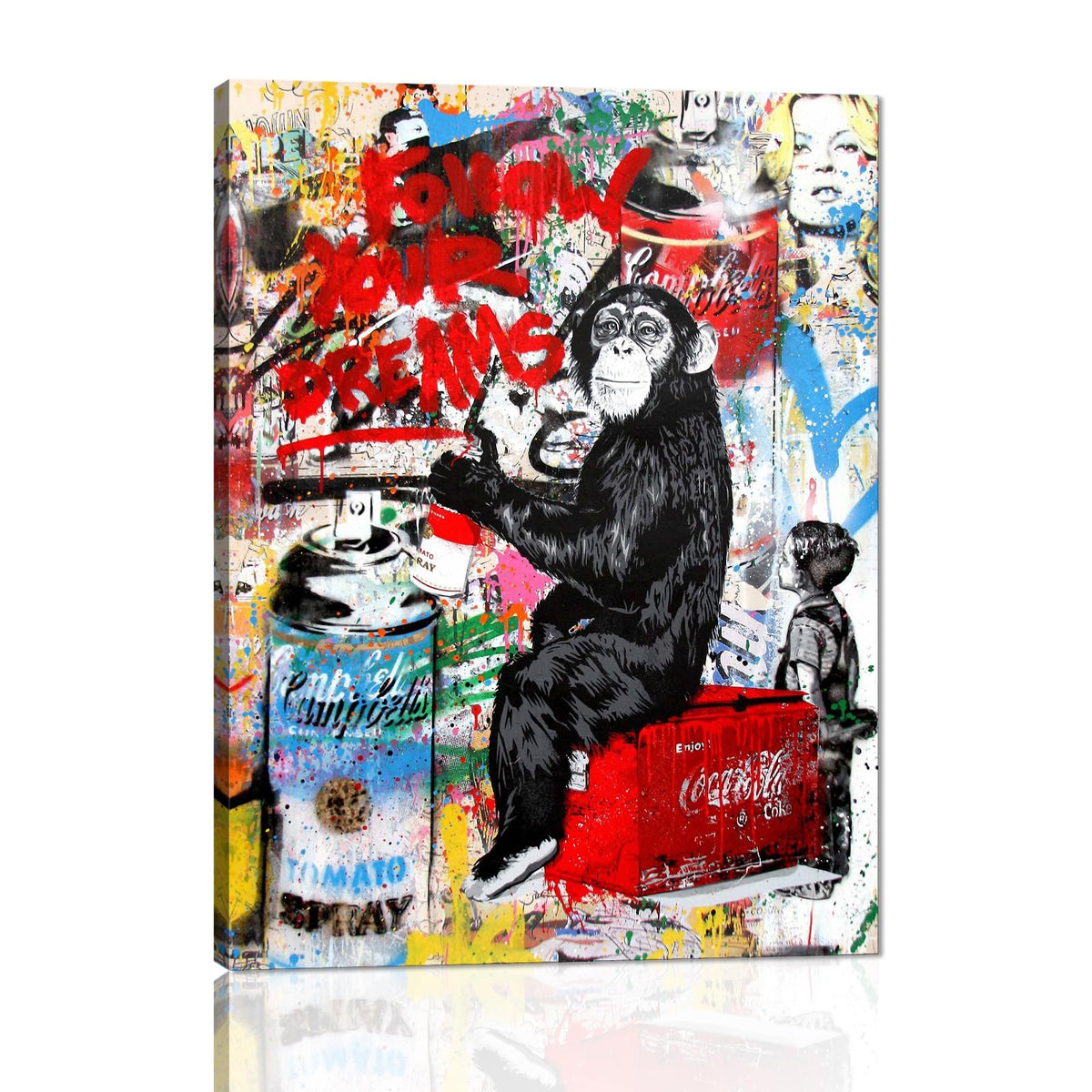 Banksy Wall Art Graffiti Street Giclee Canvas Paintings Poster and Prints Kid Wall Pictures girl Figure Street Picture Artwork Modern Framed Art for Home Wall Decor 24”Wx36”H