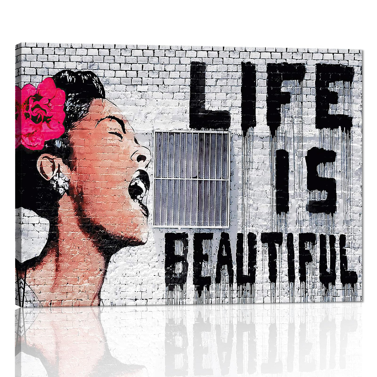 Banksy Wall Art Graffiti Street Giclee Canvas Paintings Poster and Prints Kid Wall Pictures girl Figure Street Picture Artwork Modern Framed Art for Home Wall Decor 24”Wx36”H