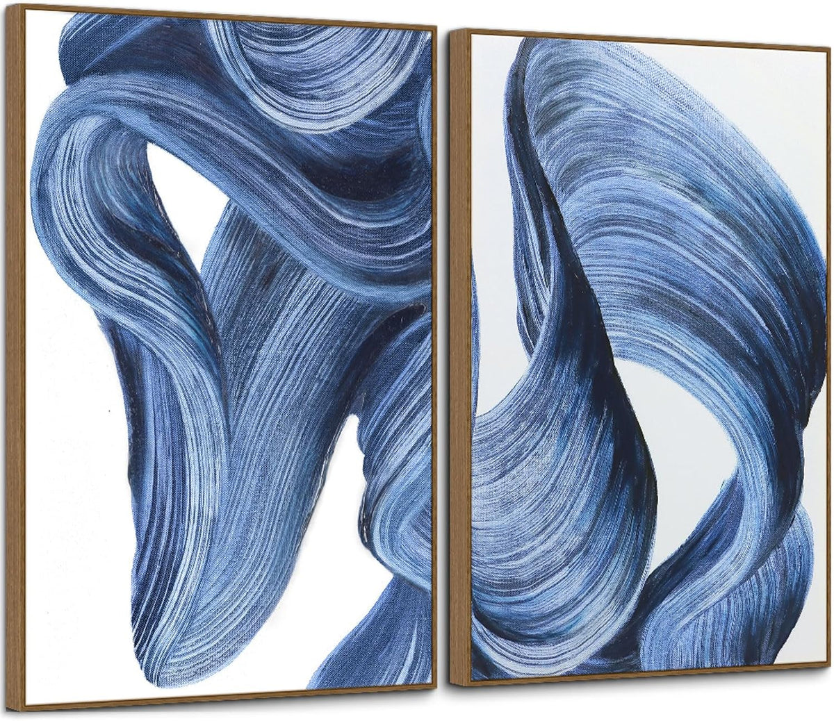 Zessonic Blue Abstract Minimalist Graffiti 3D Textured Wall Art, 16"x24"x2