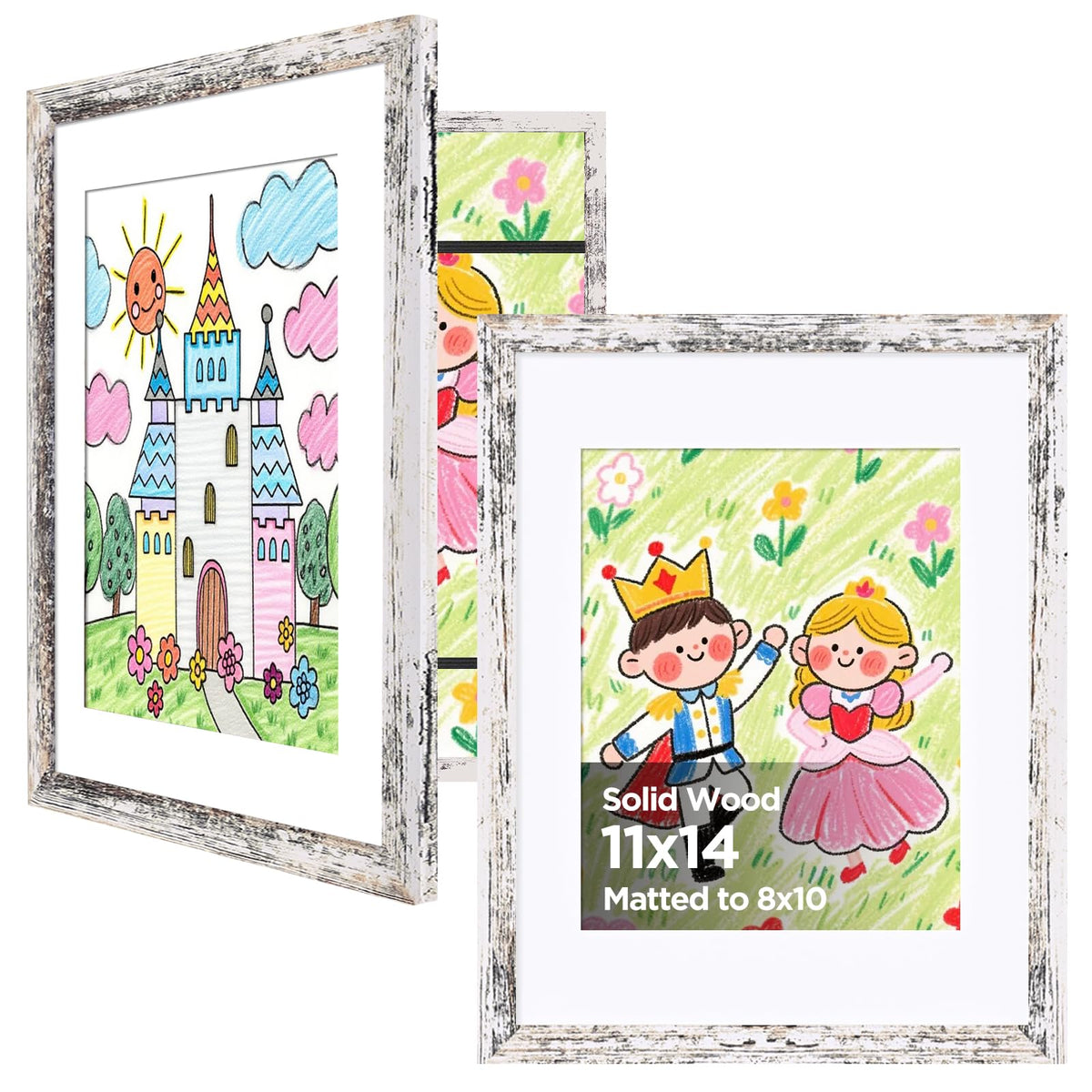 KINLINK 9x12 Kids Art Frame, Natural Artwork Frames 2 Pack