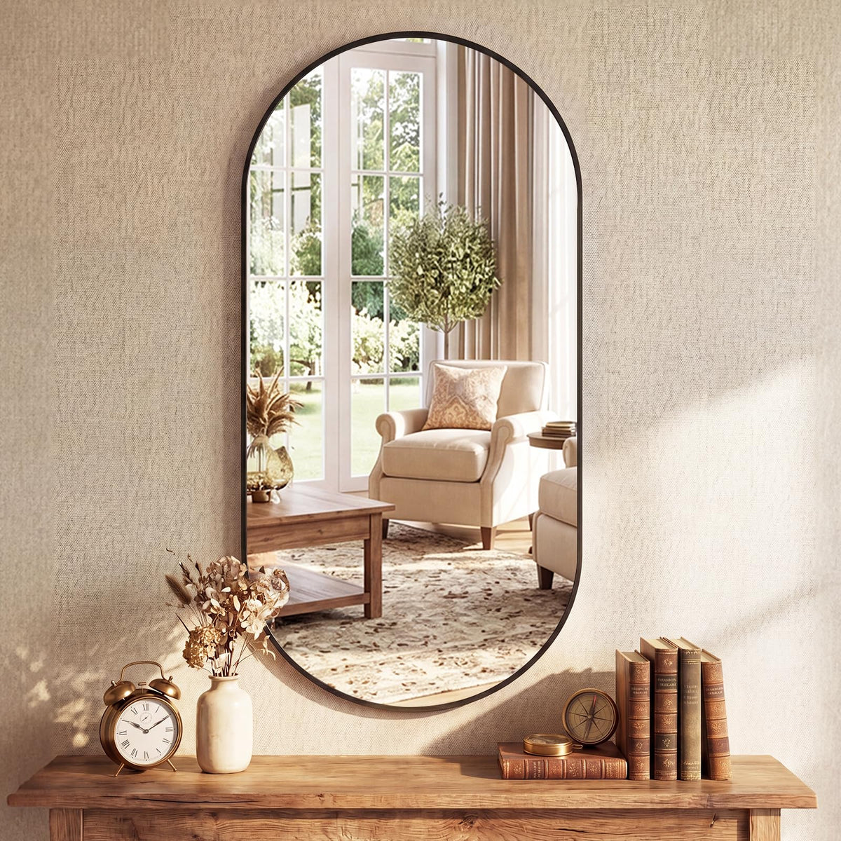 DUMOS Round Wall Mirror 28 Inch, Bathroom Wall Circle Mirror