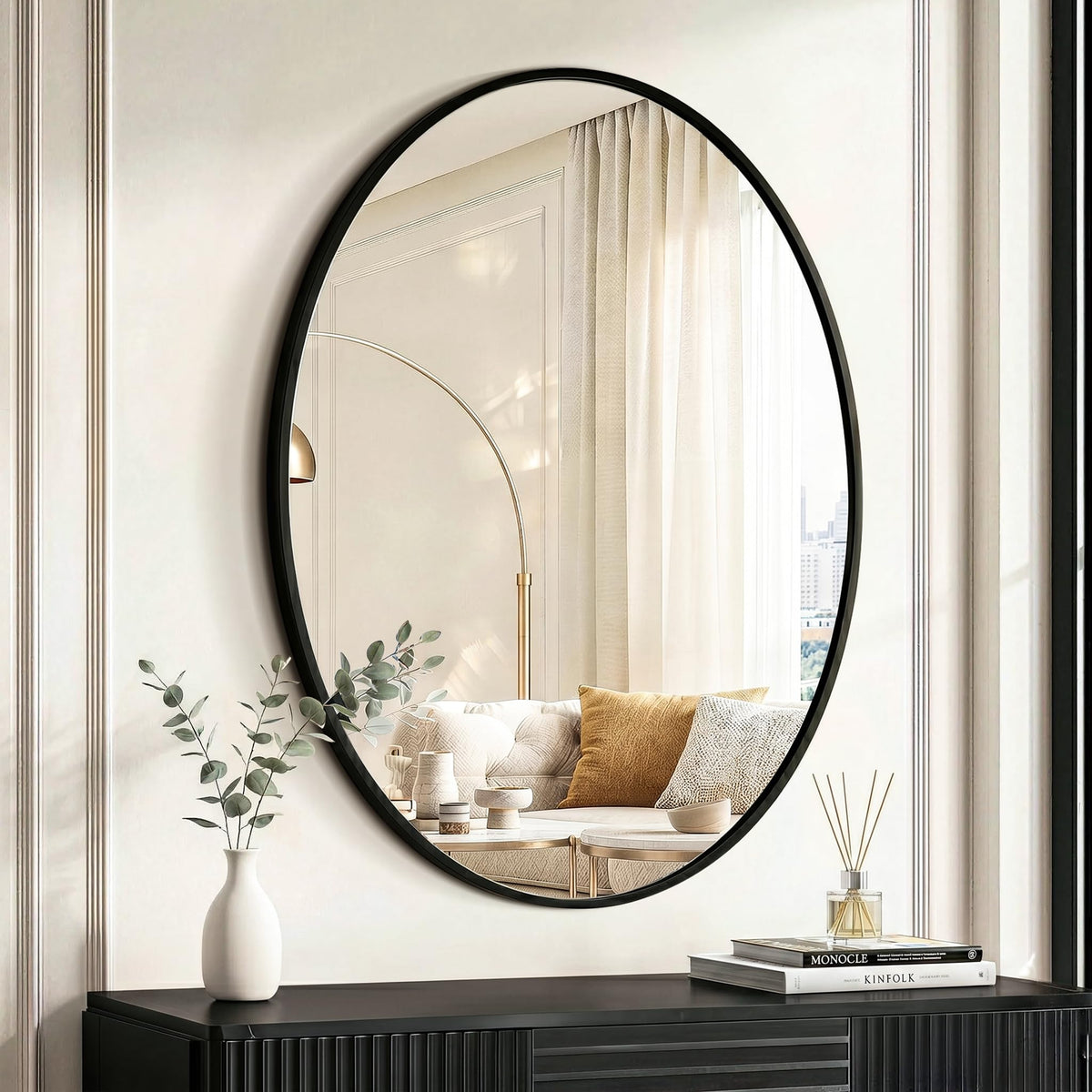 Black Oval Bathroom Mirror for Over Sink, 2 Pack 24"x36" Wall Mirror