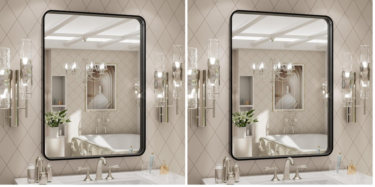 LOAAO 20X16 Inch Black Bathroom Mirror Metal Framed