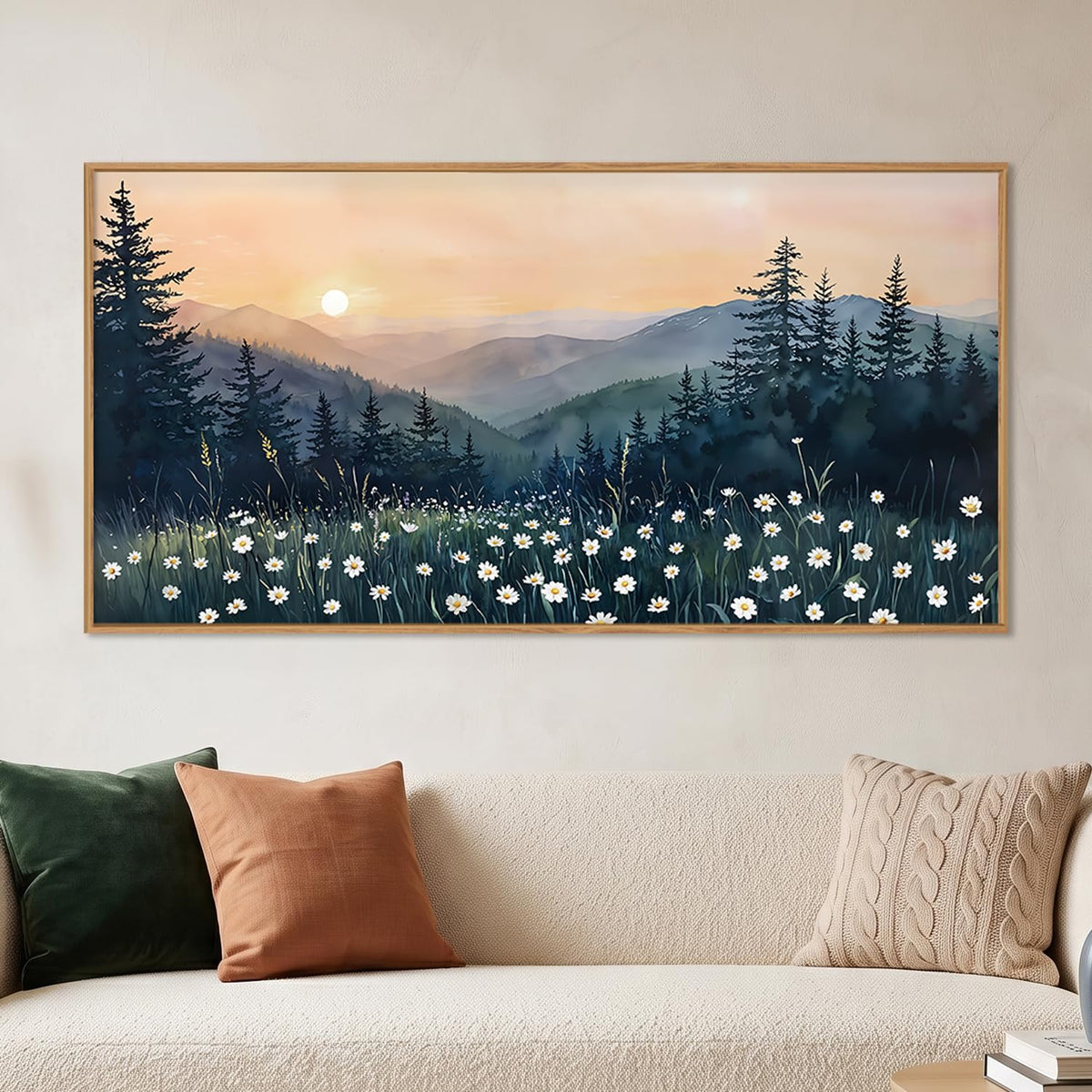 KAIRNE Neutral Abstrcat Landscape Framed Canvas Wall Art Set-40"x20"x1