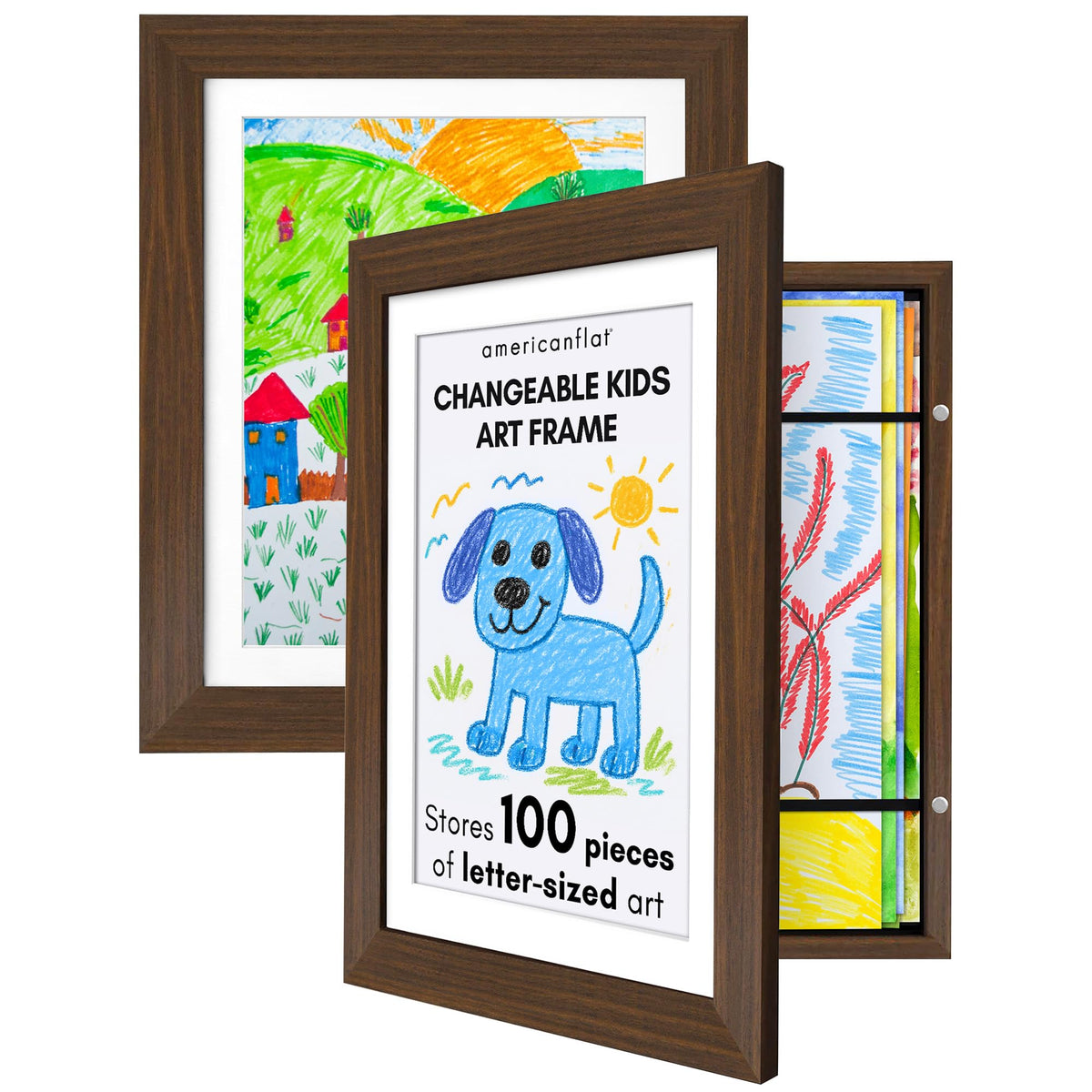 Americanflat 8.5x11 Changeable Kids Art Frame 2-Pack - Black