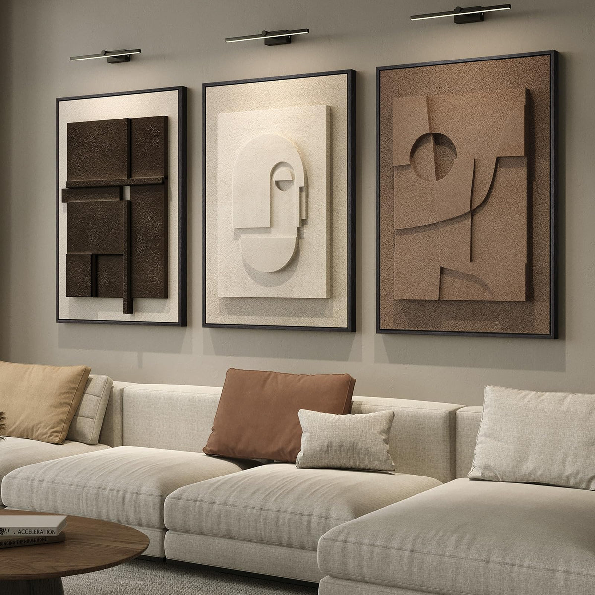 Large Framed Blue Abstract Wall Art for Living Room, Modern 3D Artwork