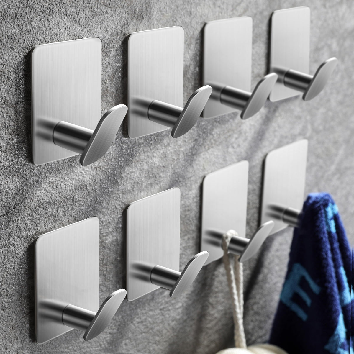 DELITON 26lb Heavy Duty Adhesive Towel Hooks, No-Damage 4 Pack Matte Black