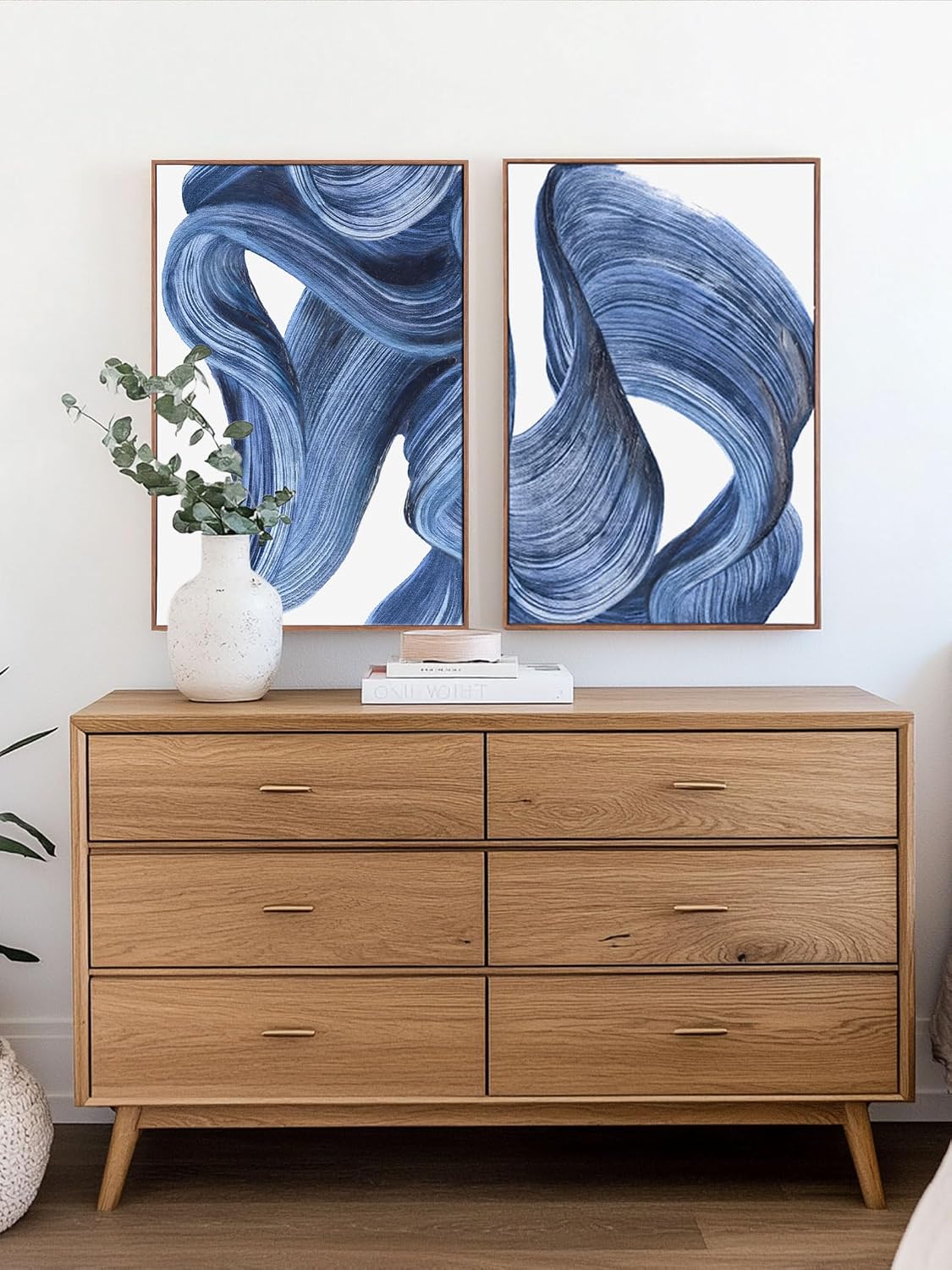 Zessonic Blue Abstract Minimalist Graffiti 3D Textured Wall Art, 16"x24"x2