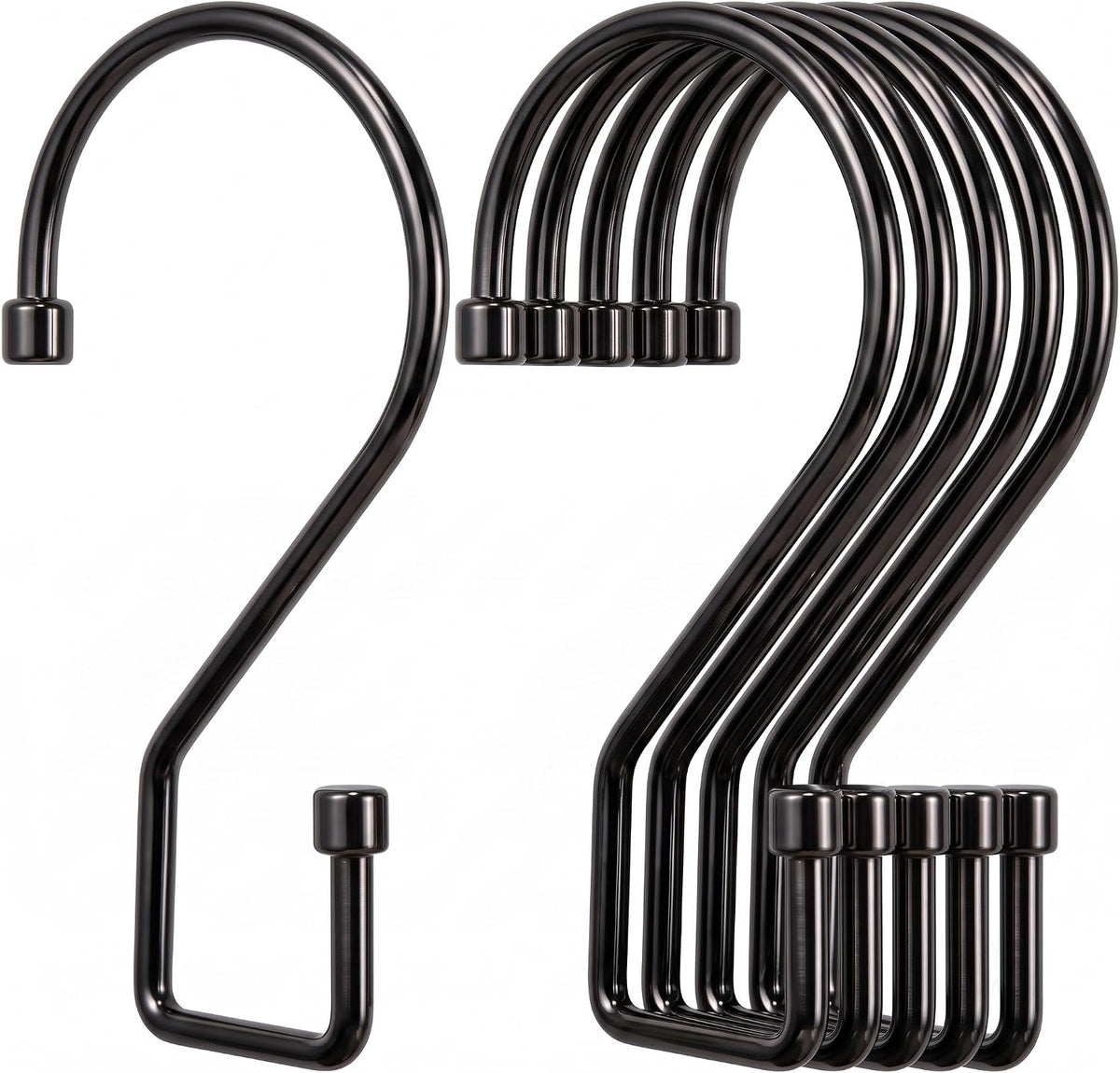 12Pcs S Hooks for Hanging, 4 inch Heavy Duty Large S Hooks, Reversible Black Metal S Shaped Hooks for Kitchen, Bathroom, Garden, Indoor, Outdoor
