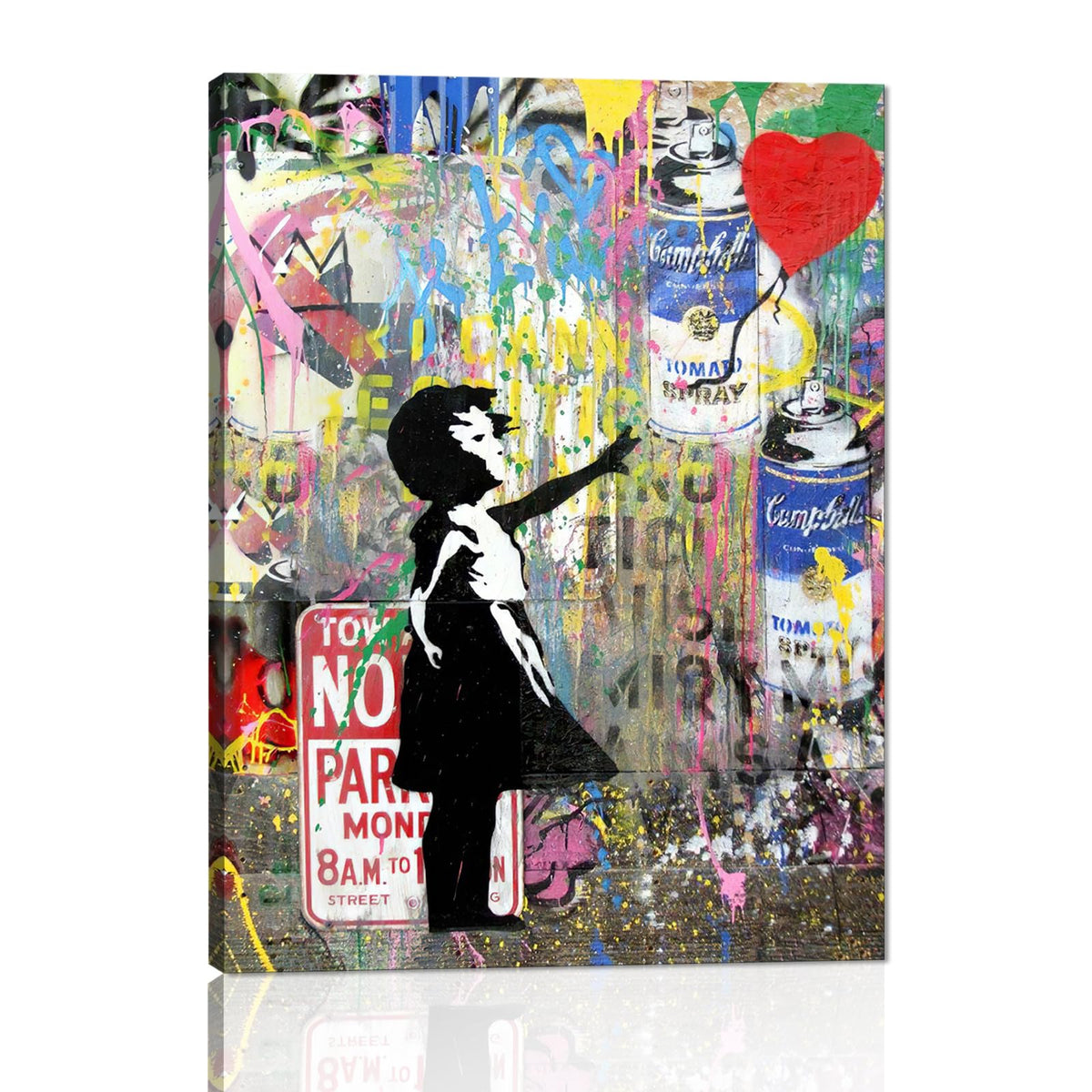 Banksy Wall Art Graffiti Street Giclee Canvas Paintings Poster and Prints Kid Wall Pictures girl Figure Street Picture Artwork Modern Framed Art for Home Wall Decor 24”Wx36”H