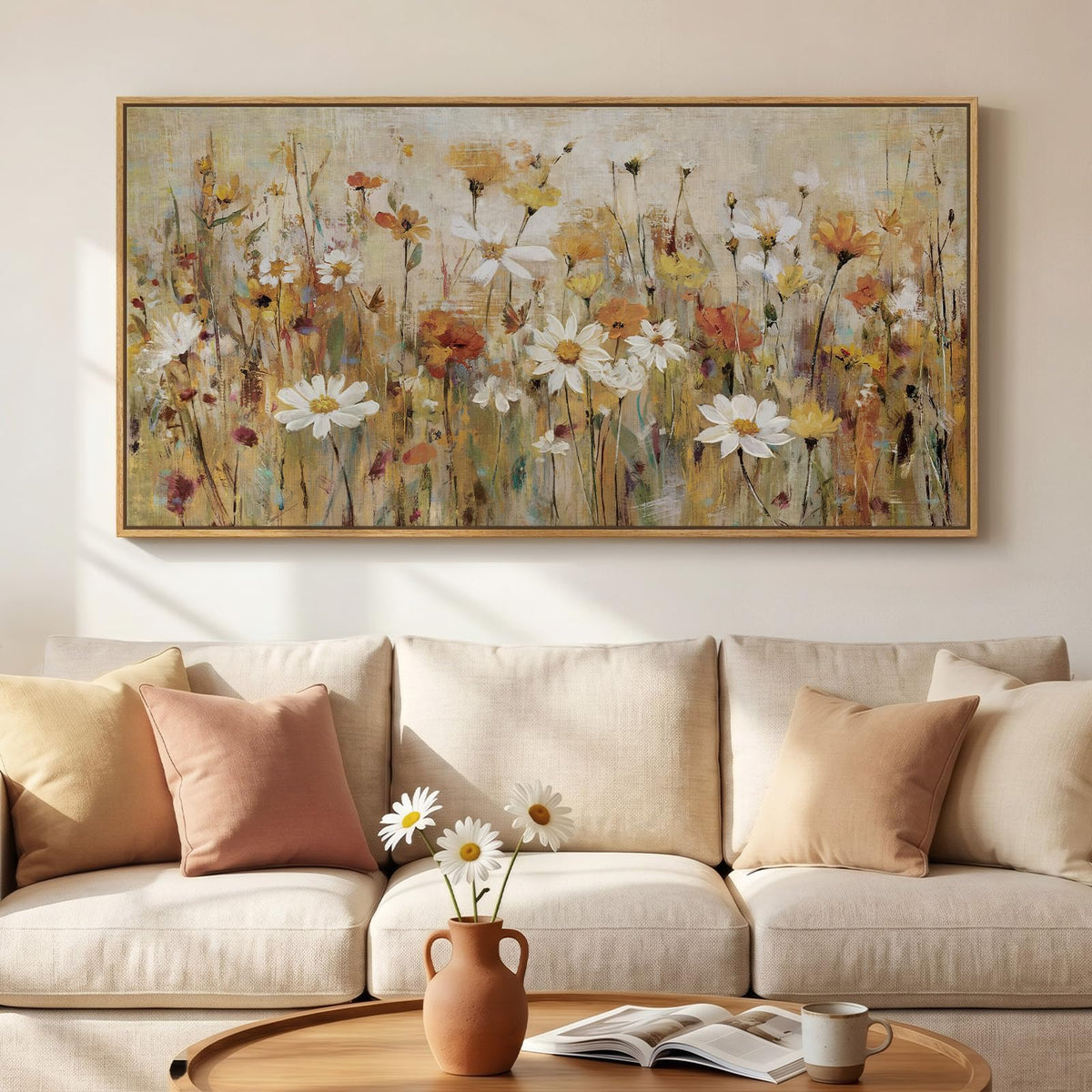 Framed Vintage Neutral Tree of Life Wall Art for Living Room, 20x40 In