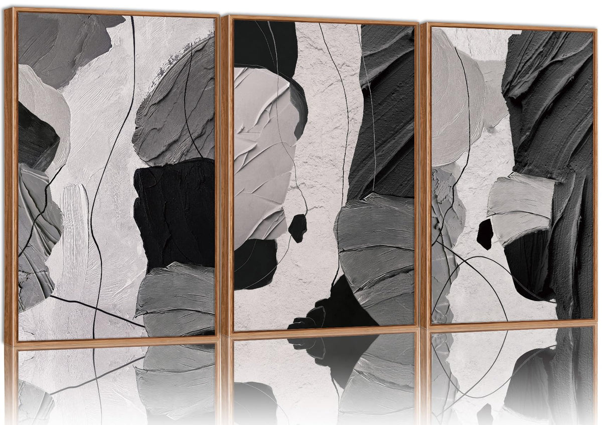 SIGNINART Orange Floral Framed Canvas Wall Art Set of 3, Mid Century Modern Flower Wall Decor, Neutral Plant Artwork, Boho Botanical Art Prints for Bedroom Living Room Office 16"x24"x3