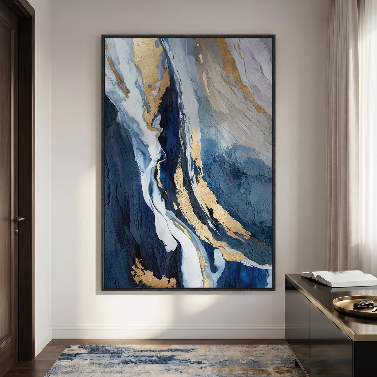 Extra Large Framed Brown Abstract Wall Art for Living Room, Vertical 40x60