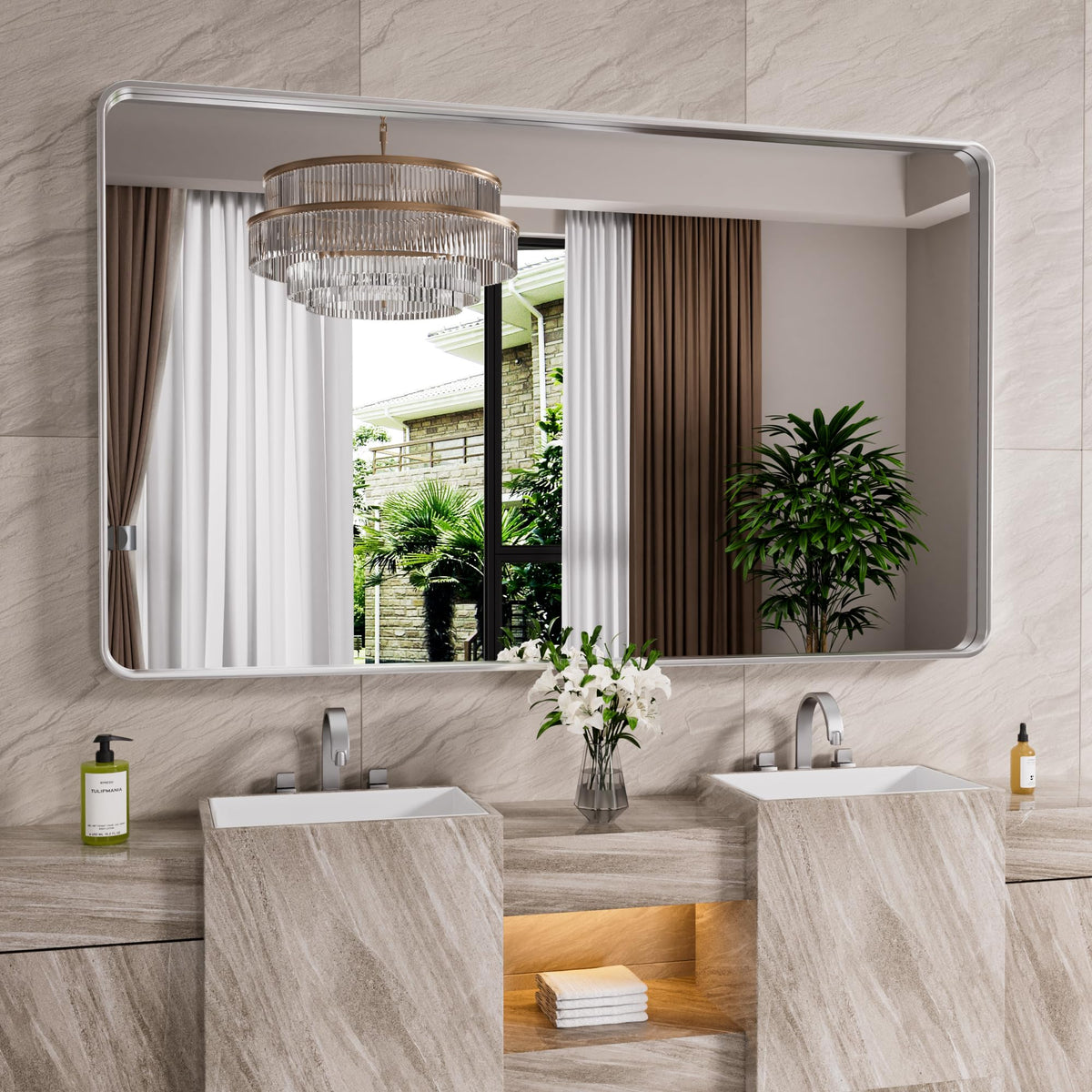 JISOSO 22x30 Inch Black Bathroom Mirror Metal Framed