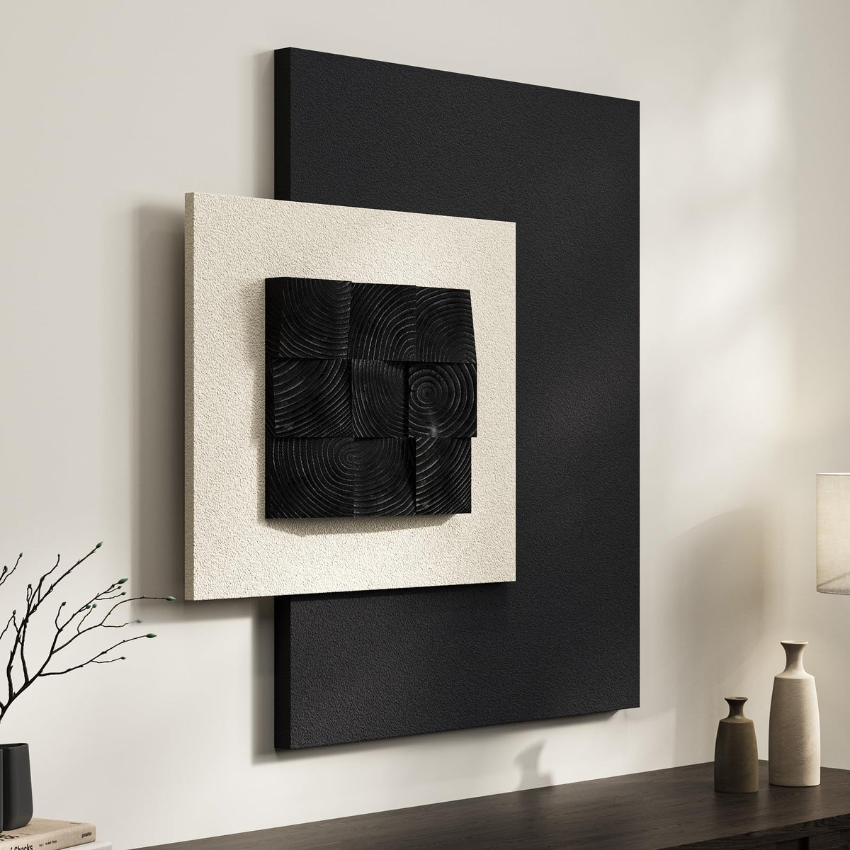 Large Framed Blue Abstract Wall Art for Living Room, Modern 3D Artwork