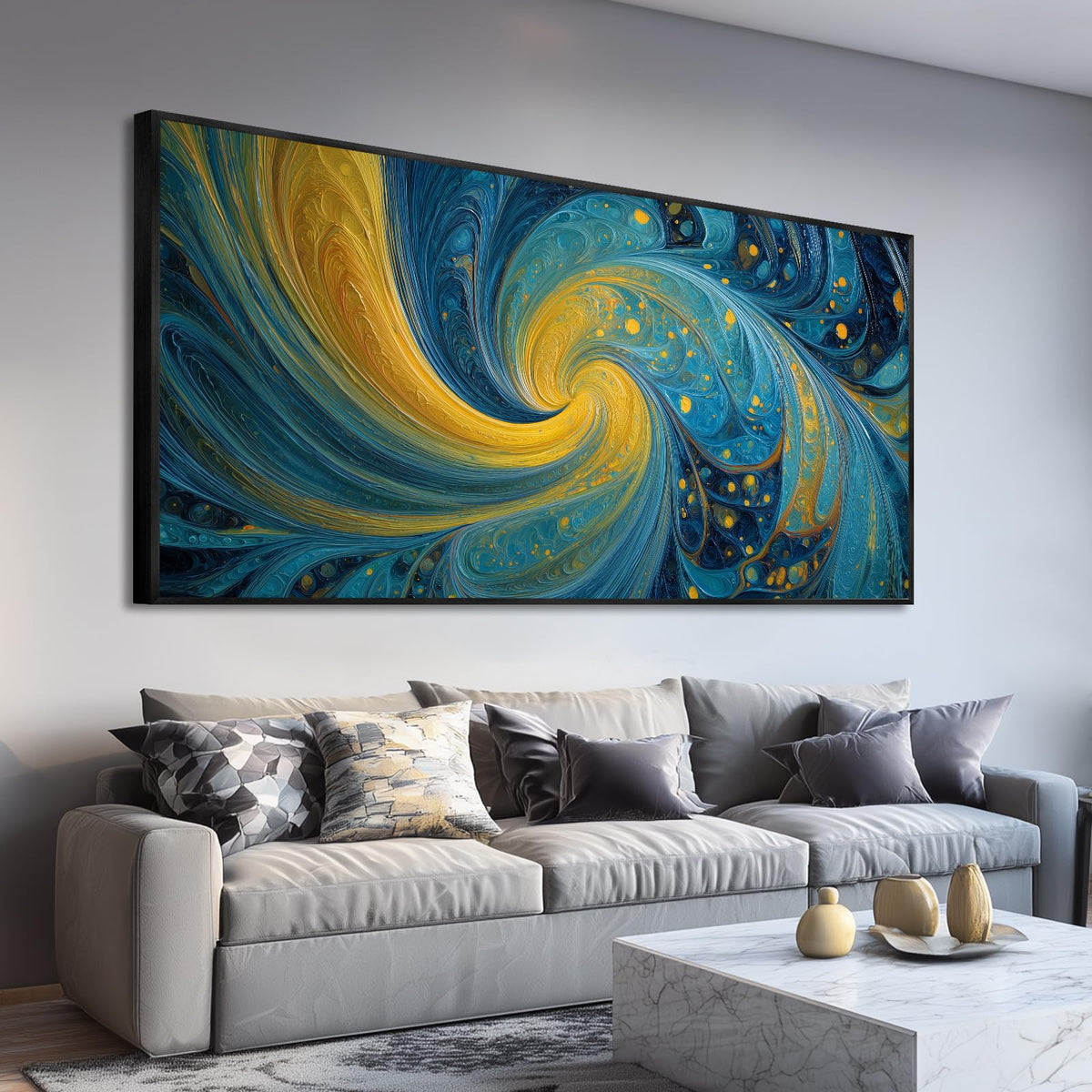 BewDalky Abstract Coastal Beach Wall Art Blue Ocean Waves Canvas Prints Modern Minimalist Landscape Painting Seascape Pictures Artwork for Living Room Bedroom Bathroom Beachy House Wall Decor 20"x40"