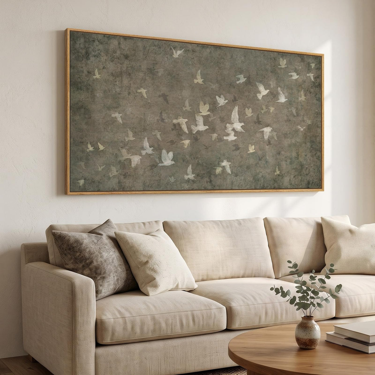 Extra Large Framed Vintage Rustic Floral Wall Art for Living Room, 60x30 In