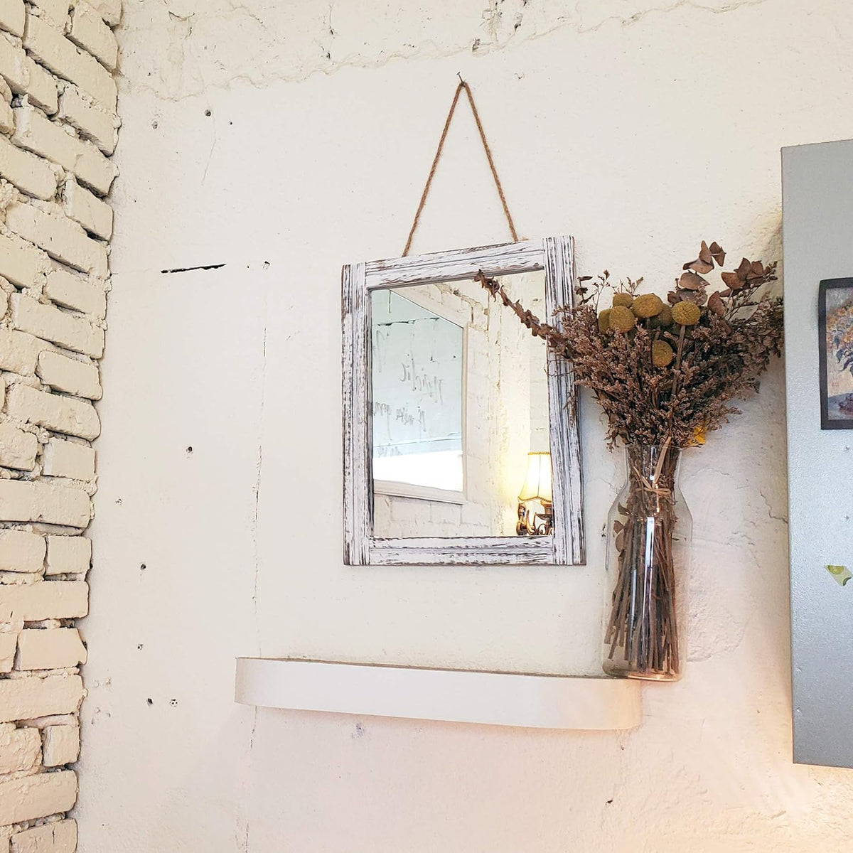 AAZZKANG Wall Mirror Rustic Wood Framed Rectangle Mirrors for Wall 16"x12‘’