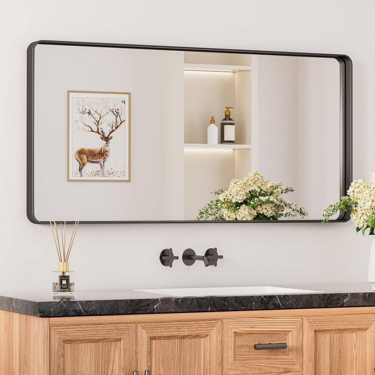 Keonjinn 20 x 30 Inch Brushed Nickel Bathroom Mirrors for Over Sink