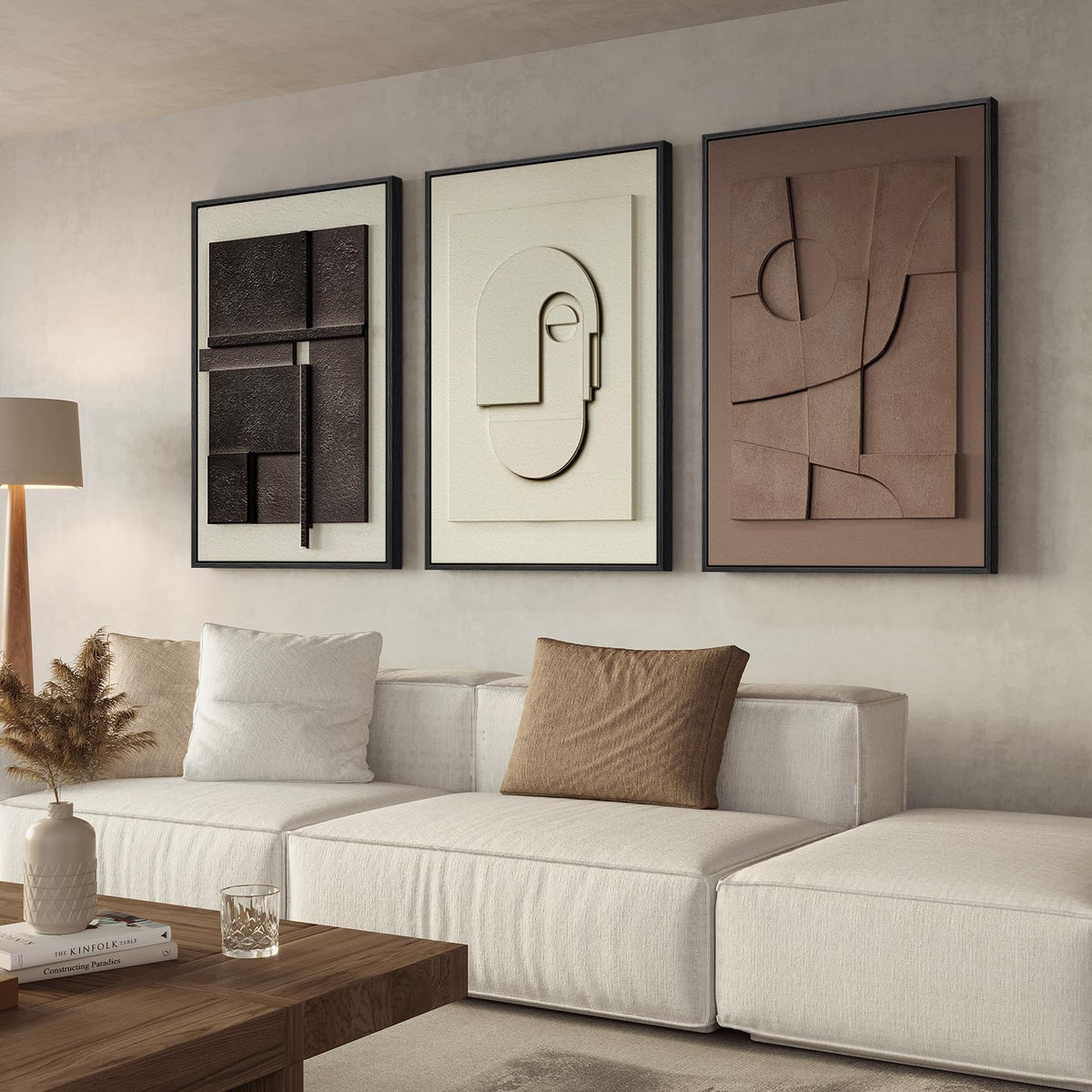 Large Framed Blue Abstract Wall Art for Living Room, Modern 3D Artwork
