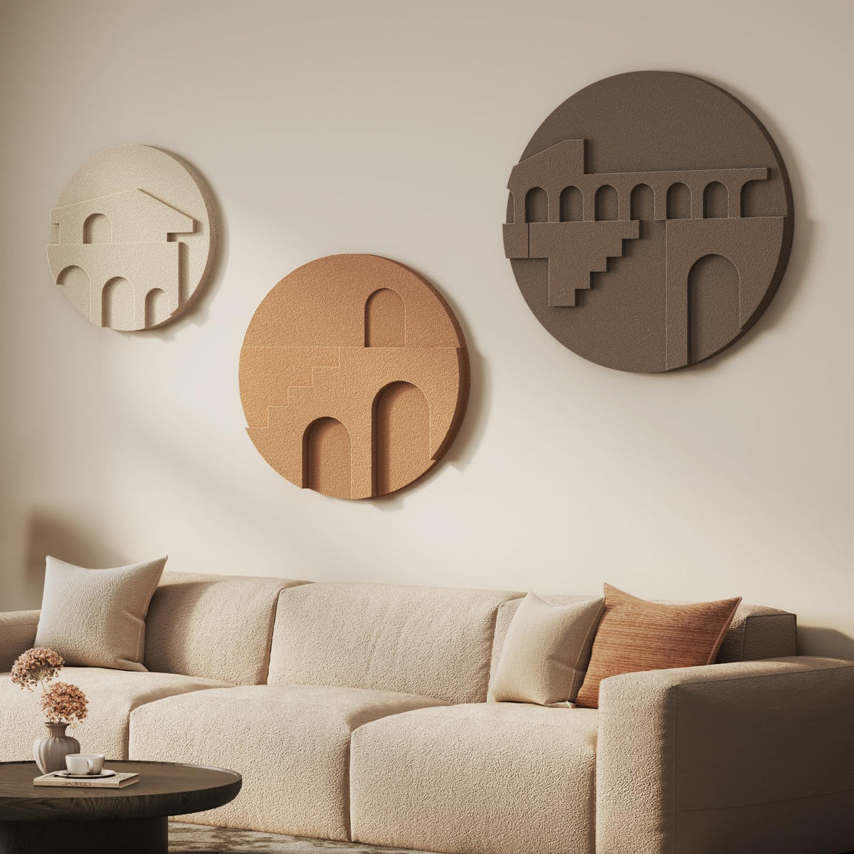 Large 3D Framed Abstract Wall Art Set, 3 Piece Modern Artwork for Walls