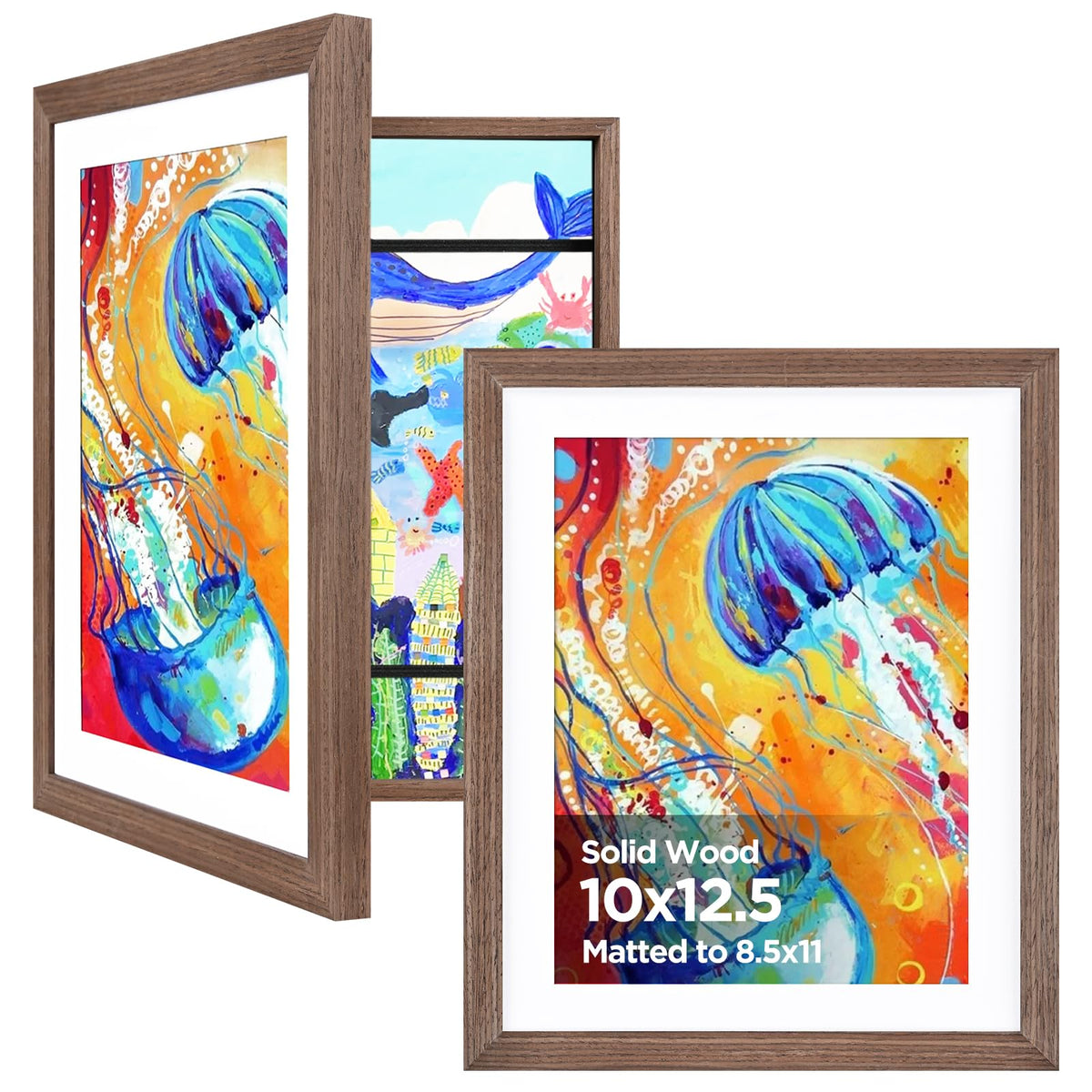 KINLINK 9x12 Kids Art Frame, Natural Artwork Frames 2 Pack