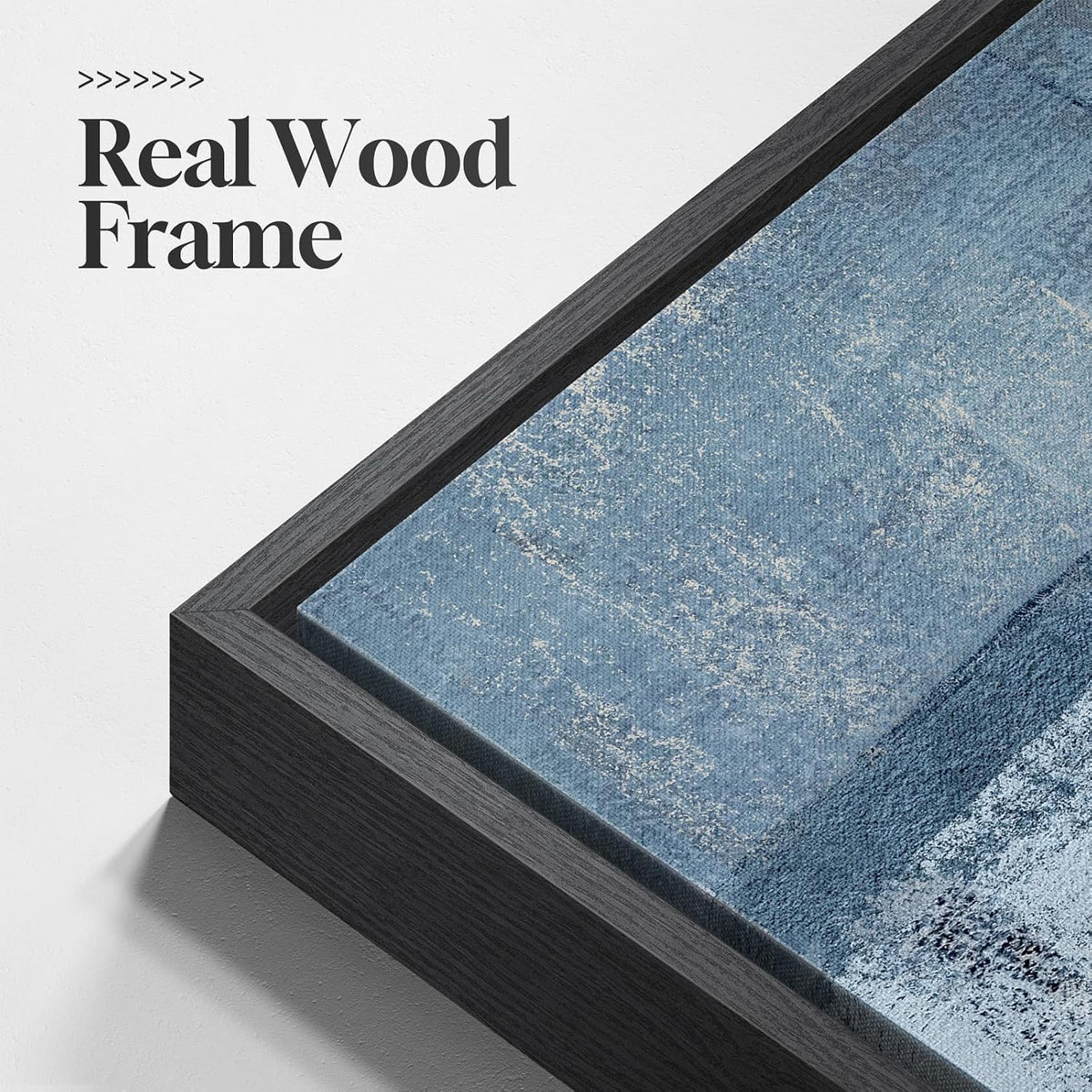 Large Framed Blue and Gray Abstract Wall Art for Living Room, 3 Piece 24x36