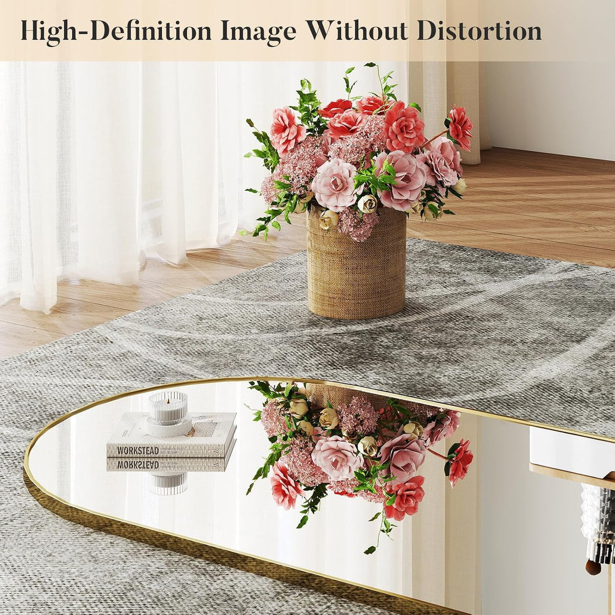 DUMOS 64"x21" Arched Full Length Floor Mirror, Full Body Mirror, Gold