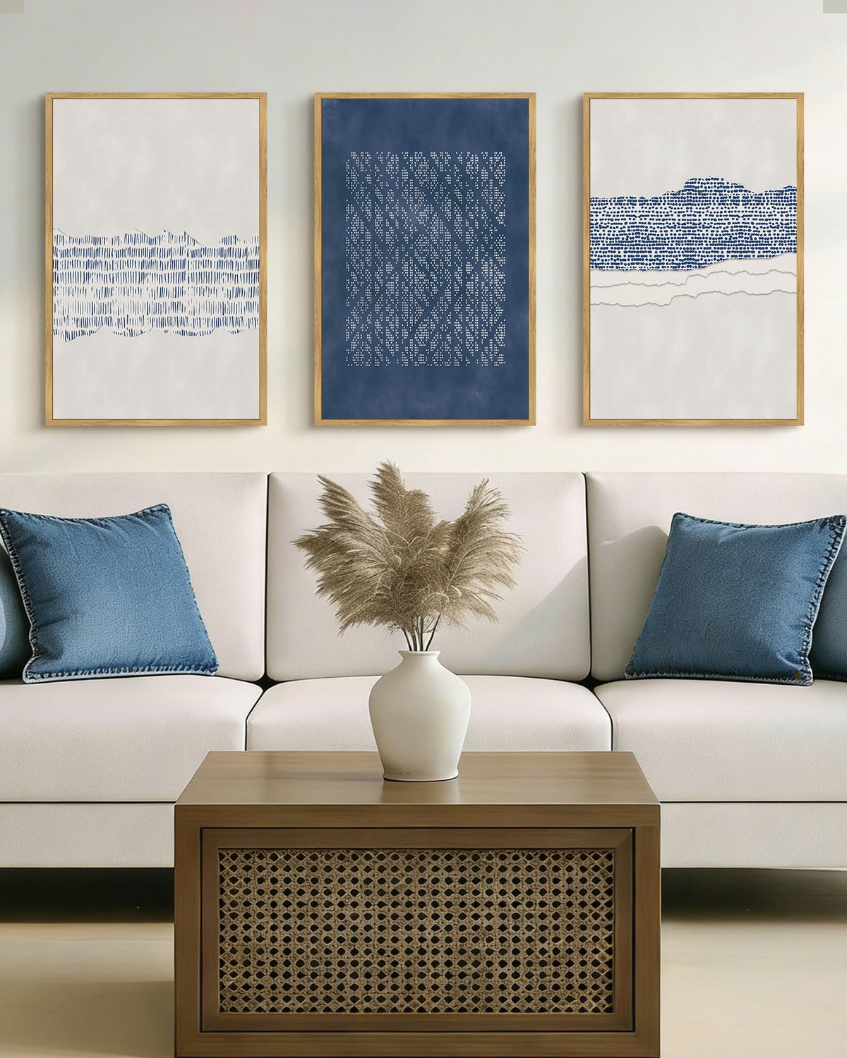 Drsoum Mid-Century Modern Framed Wall Art Minimalist Abstract Boho Neutral Line Wall Decor Geometric Artwork Kitchen Dining Room 11x14in Natural Framed
