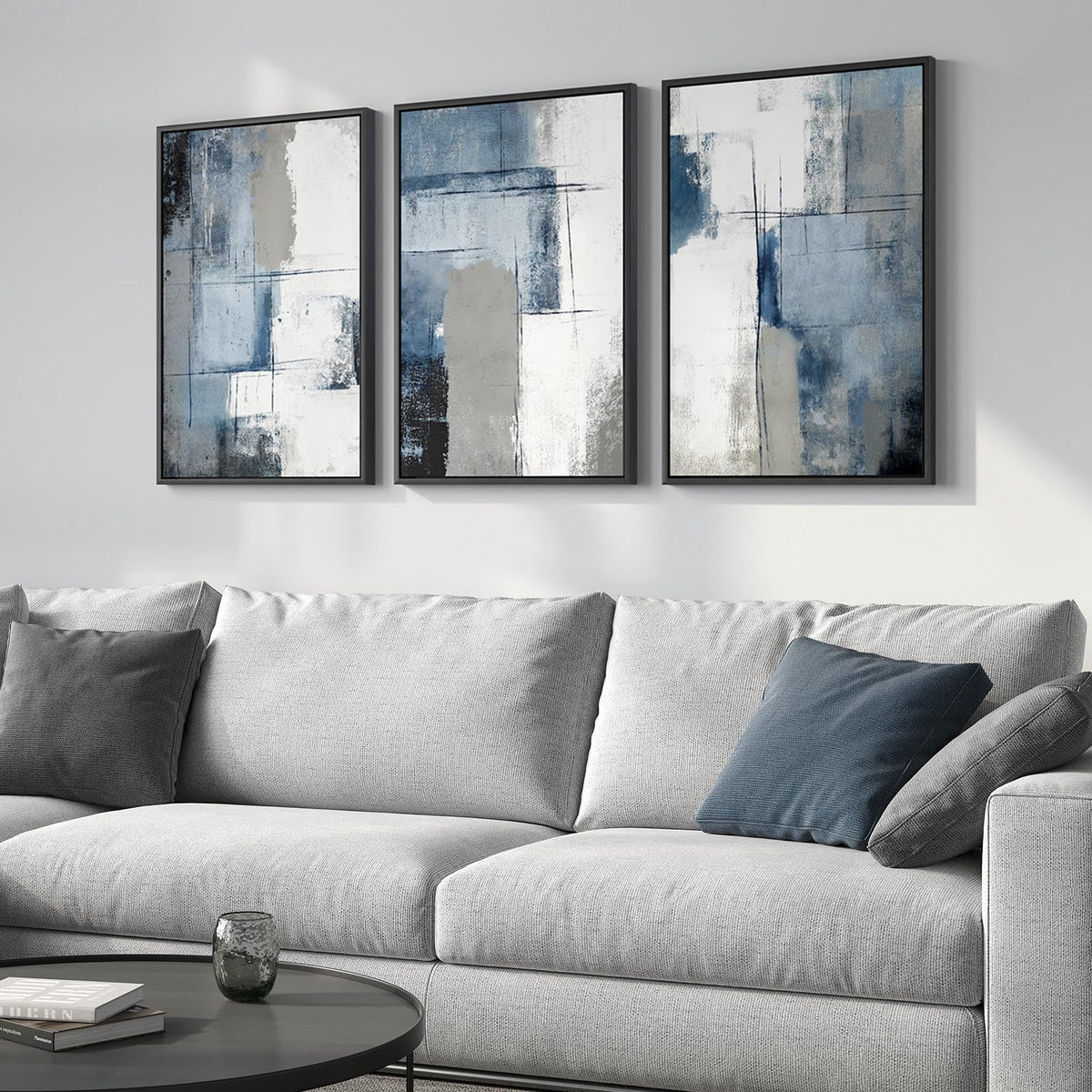 Large Framed Boho Black White Abstract Wall Art for Living Room, 24x36 In