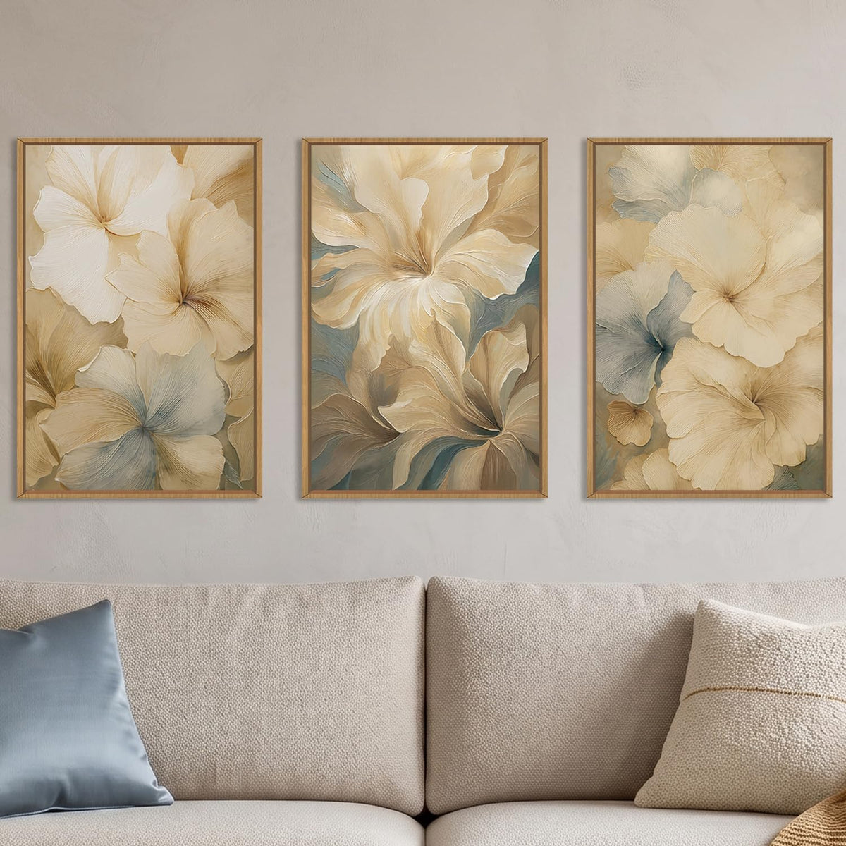 KAIRNE Neutral Abstrcat Landscape Framed Canvas Wall Art Set-40"x20"x1