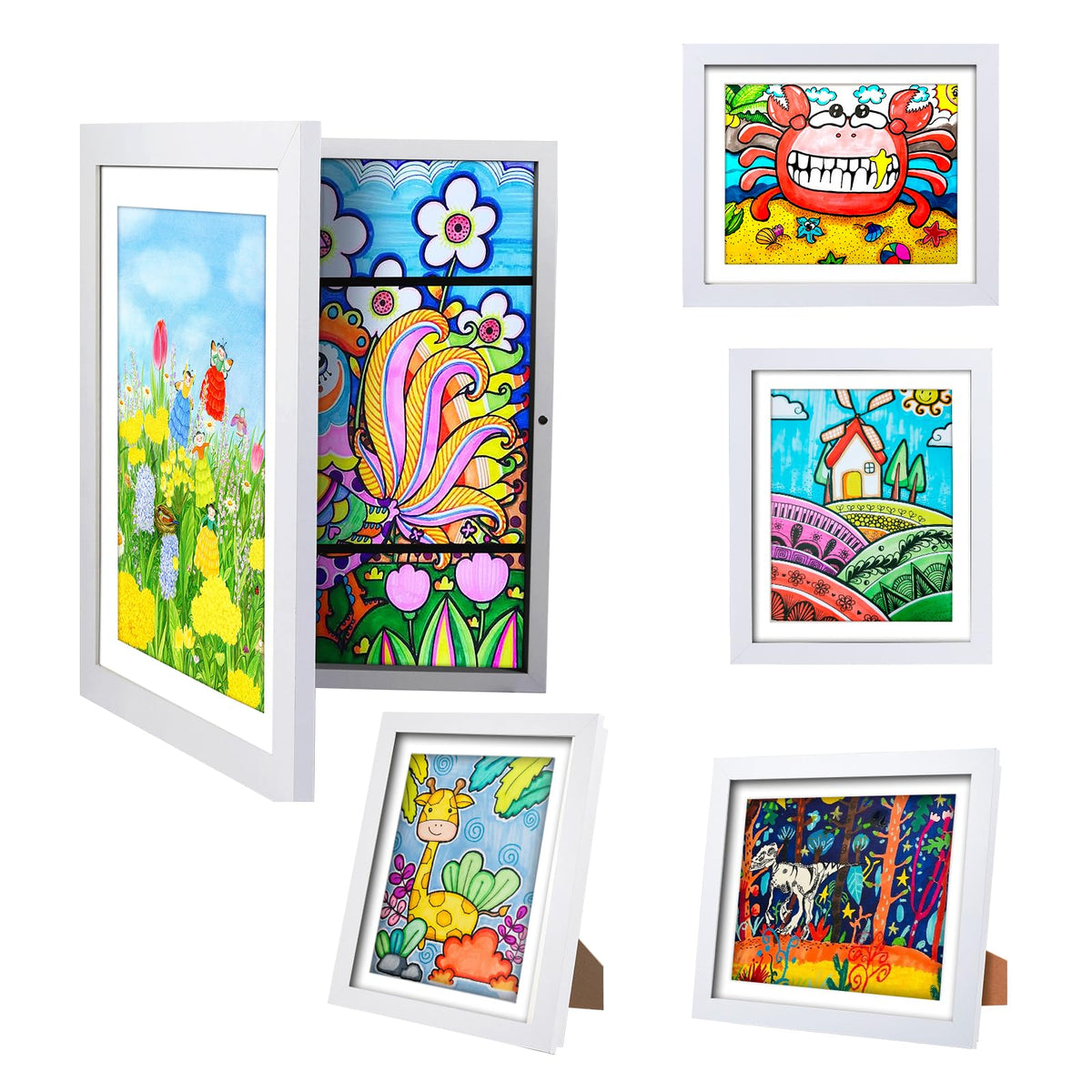 [3-Pack Kids Artwork Frames Changeable - Front Opening Holds 150,Children Art Projects Kids Art Frames,10x12.5 Child Picture Frame for Display,With Storage(Wood)
