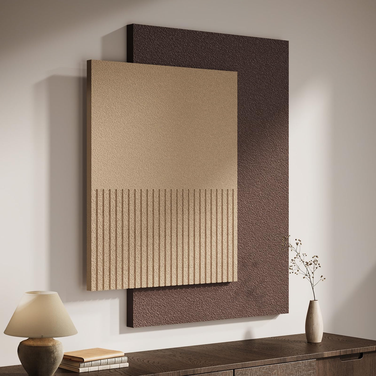 Large 3D Framed Abstract Wall Art Set, 3 Piece Modern Artwork for Walls