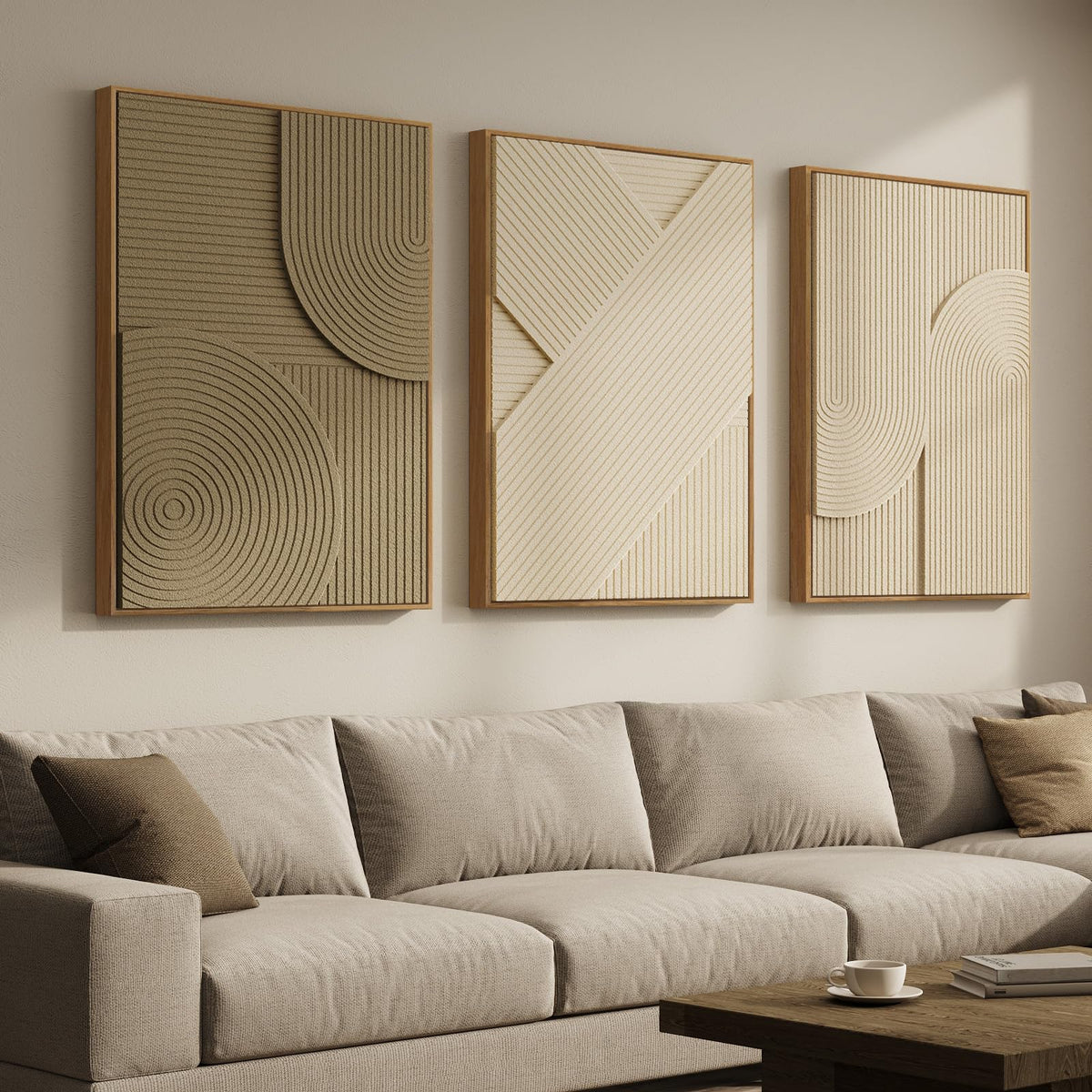 Large Framed Blue Abstract Wall Art for Living Room, Modern 3D Artwork
