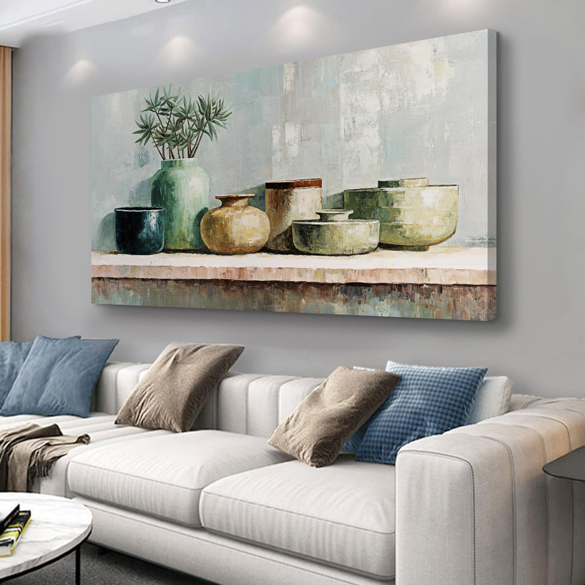 Abstract Wall Art Wall Decor Abstract Tree Painting Wall Decor Modern Retro Home Decor Blue Canvas Painting Framed Artwork for Living Room Bedroom Office 20" x 40"