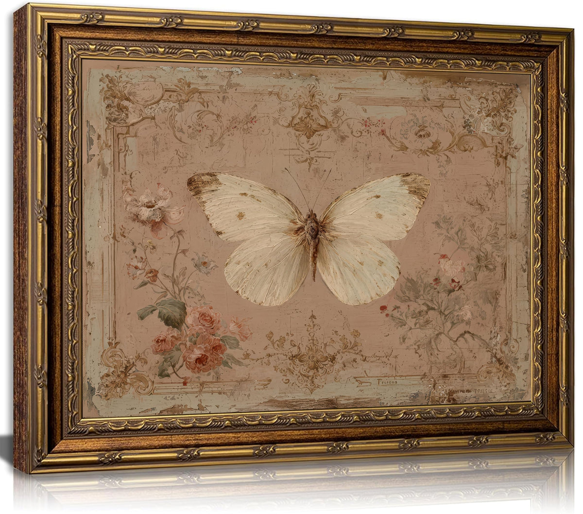 Vintage Framed Landscape Wall Art,Swan Lake canvas print 24" L x 16" W