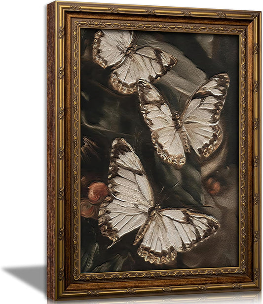 CXYWDHVO Vintage Butterfly Framed Wall Art, Antique Oil Painting, 9x11 Inch