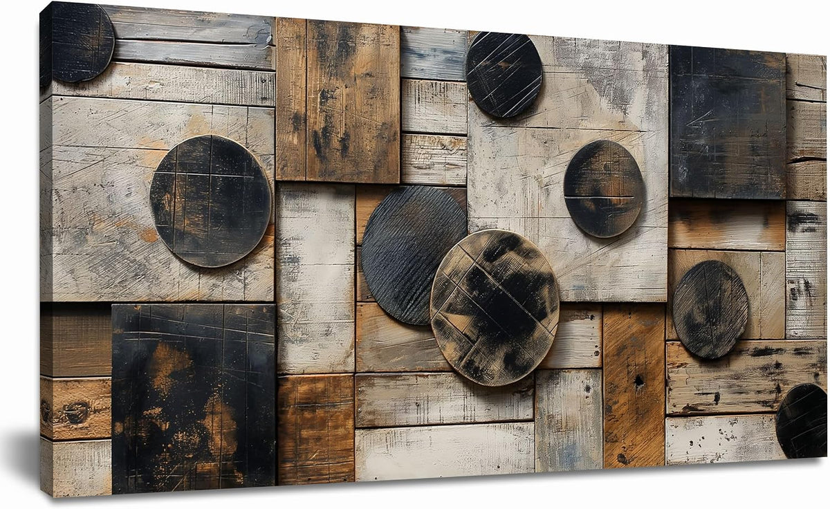 SSNEEKNDG Abstract Wall Art Geometric Black and Brown Canvas Art 20"x40"