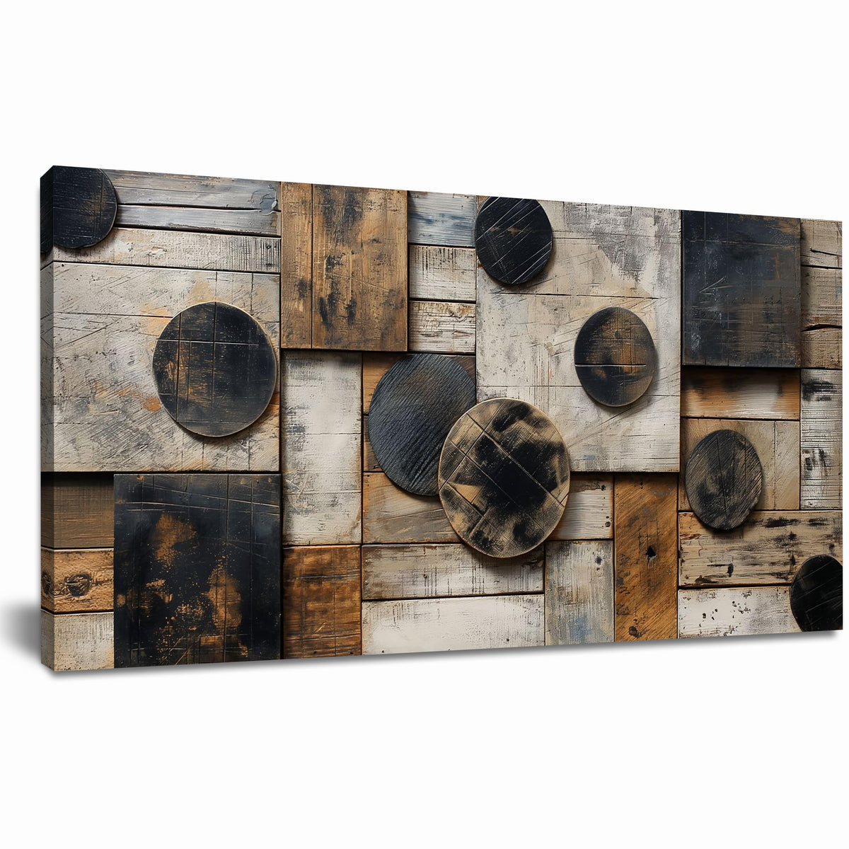 SSNEEKNDG Abstract Wall Art Geometric Black and Brown Canvas Art 20"x40"